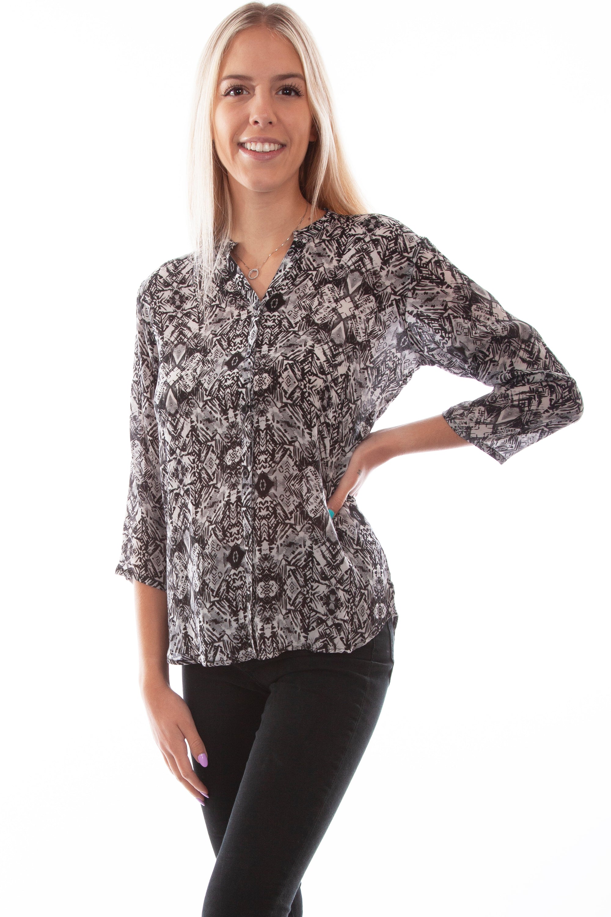 Mandarin Collar Blouse Natural Crepe - HC787