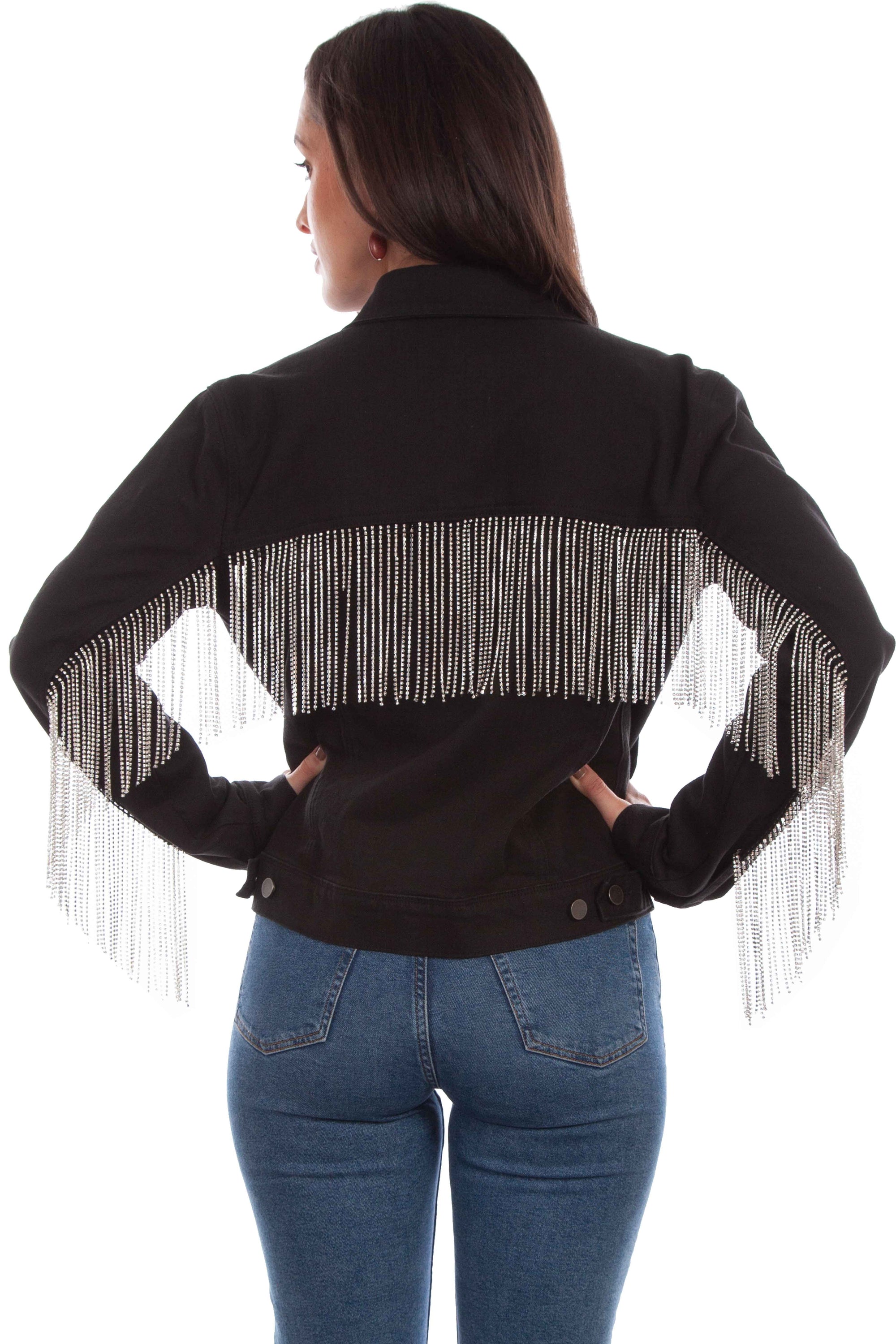 Denim Jacket W/rhinestone Fringe - HC792