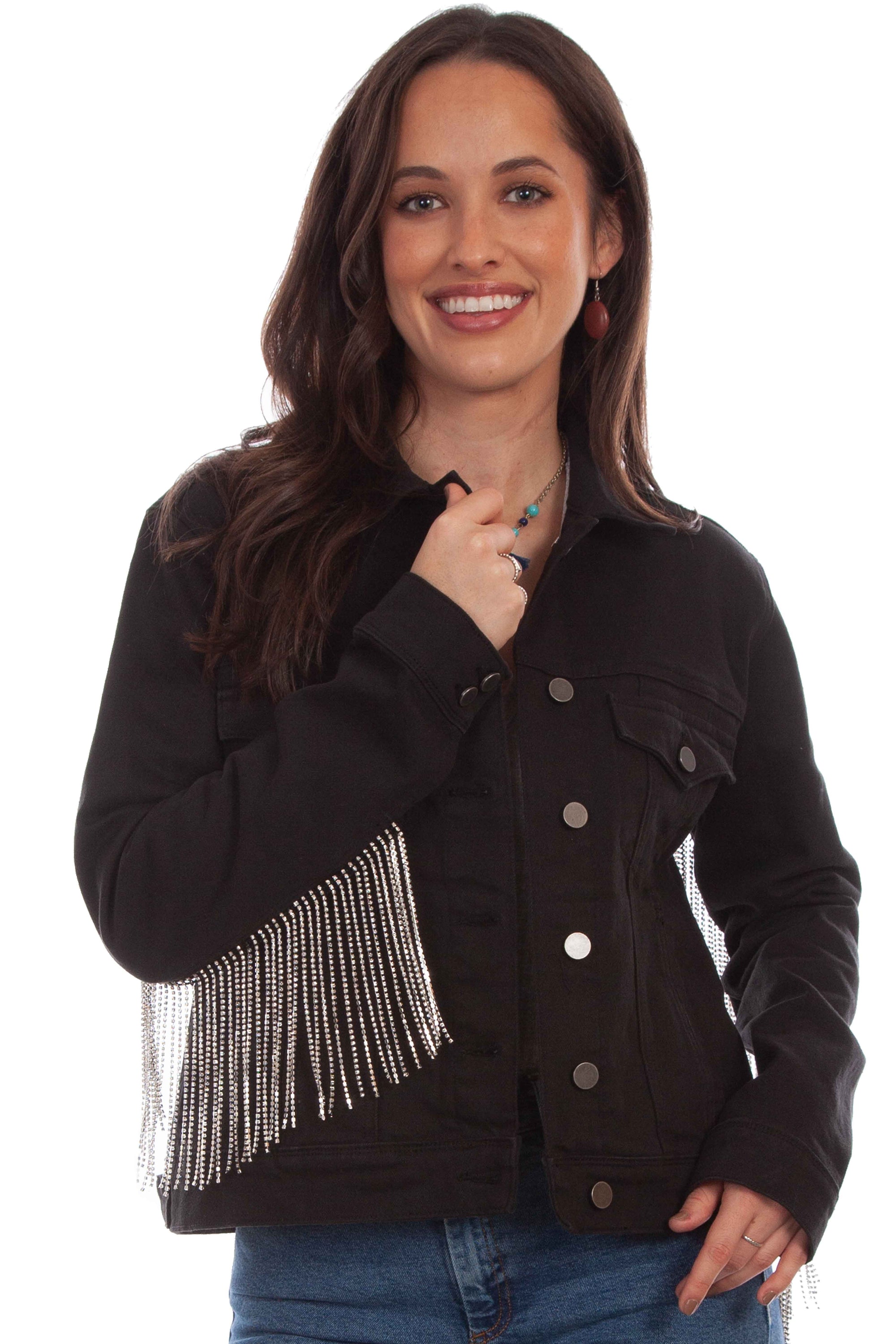 Denim Jacket W/rhinestone Fringe - HC792