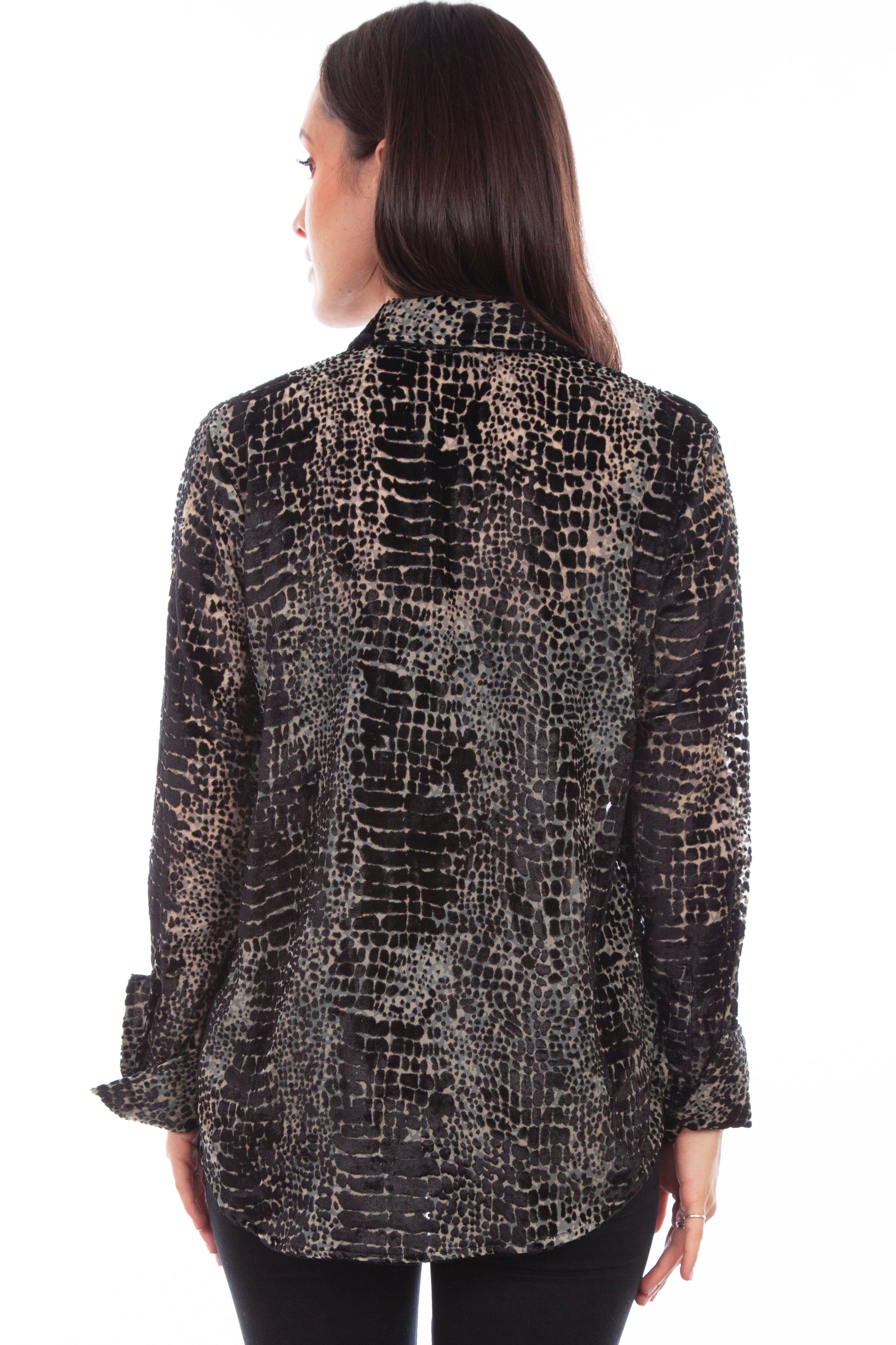 Velvet Button Down French Cuffs Blou - HC800