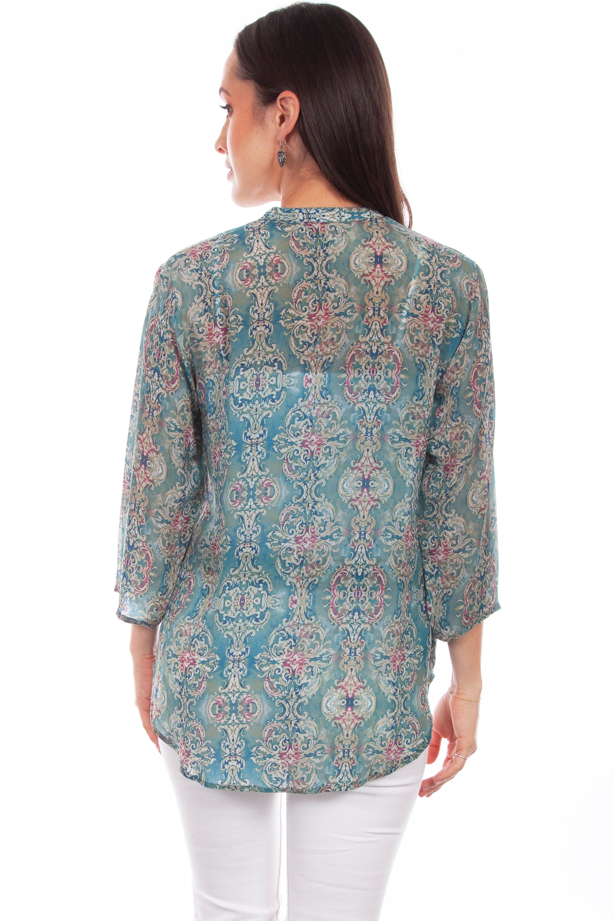 Button Up Print Blouse - HC808