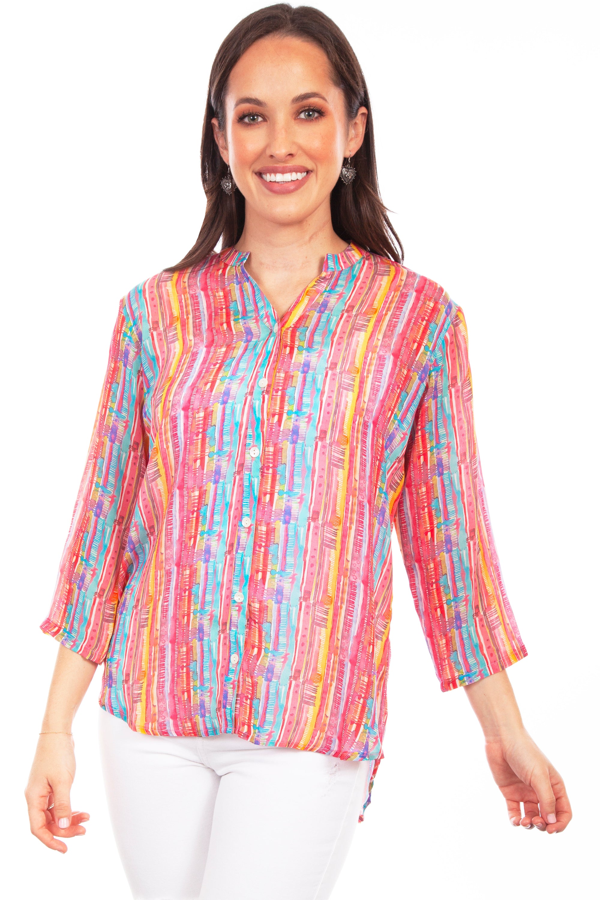 Button Up Print Blouse - HC809