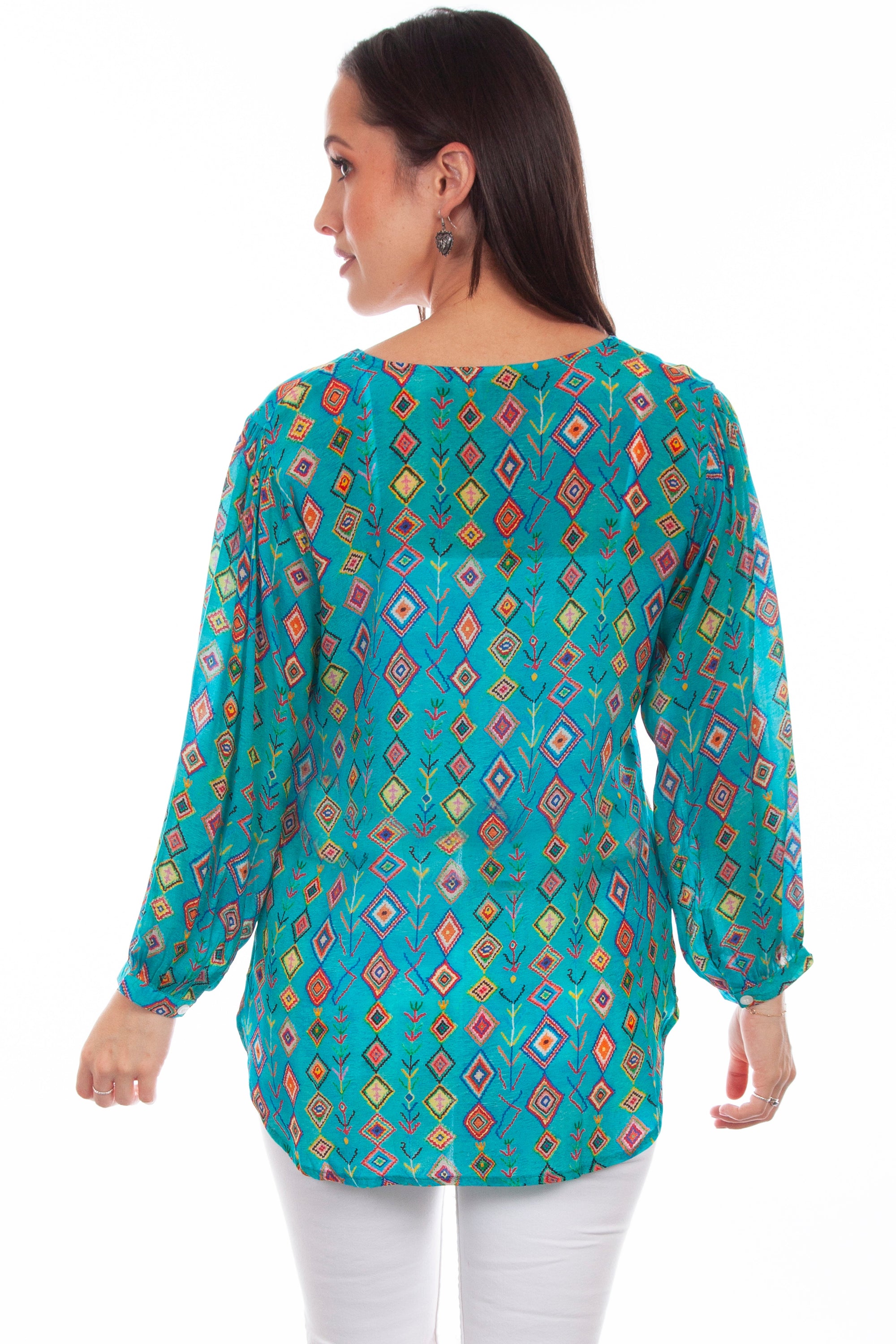 Pullover V-neck Print Blouse - HC810