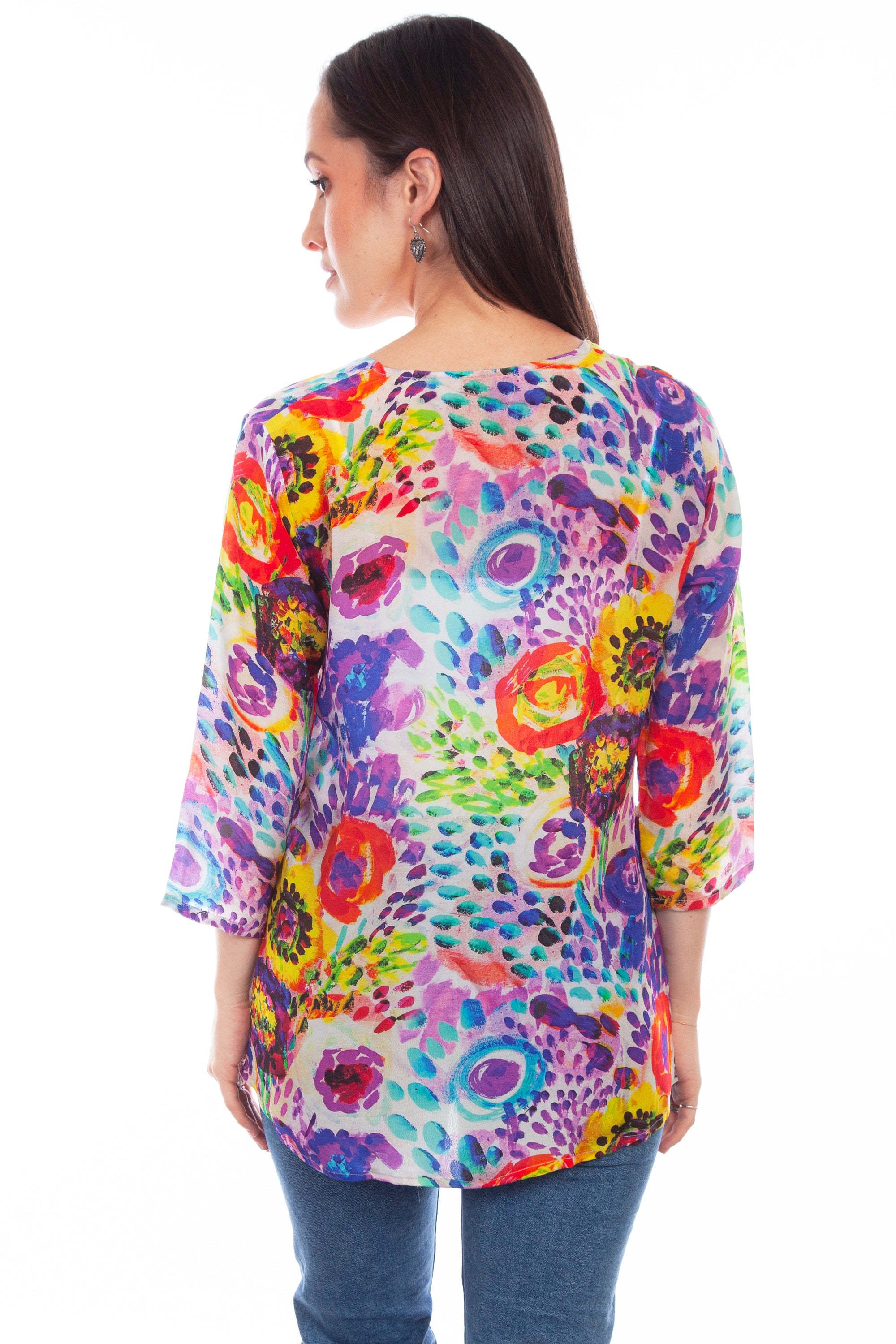V-neck Pullover Print Blouse - HC812
