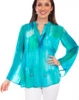 Pullover Tie Front Print Blouse - HC814