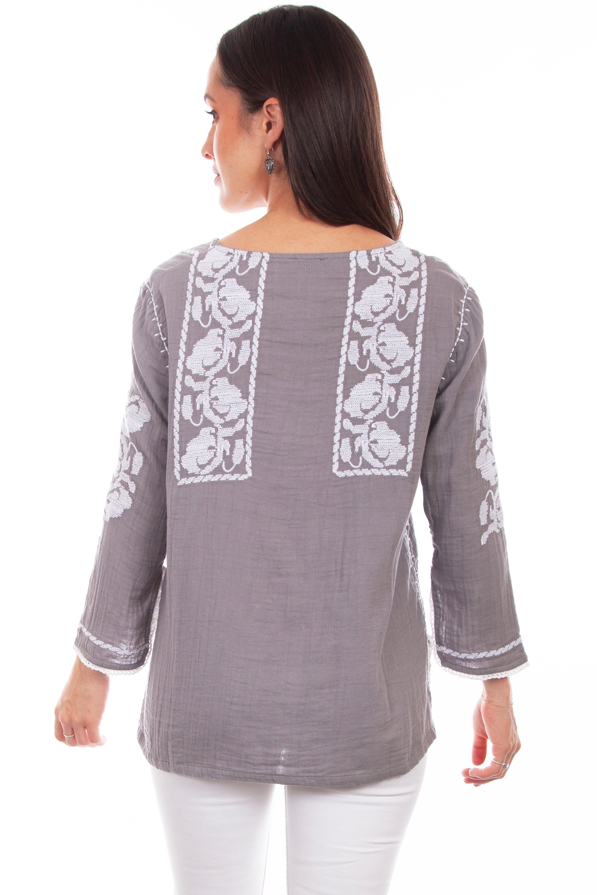 Emb. Blouse W/crochet Trim - HC825