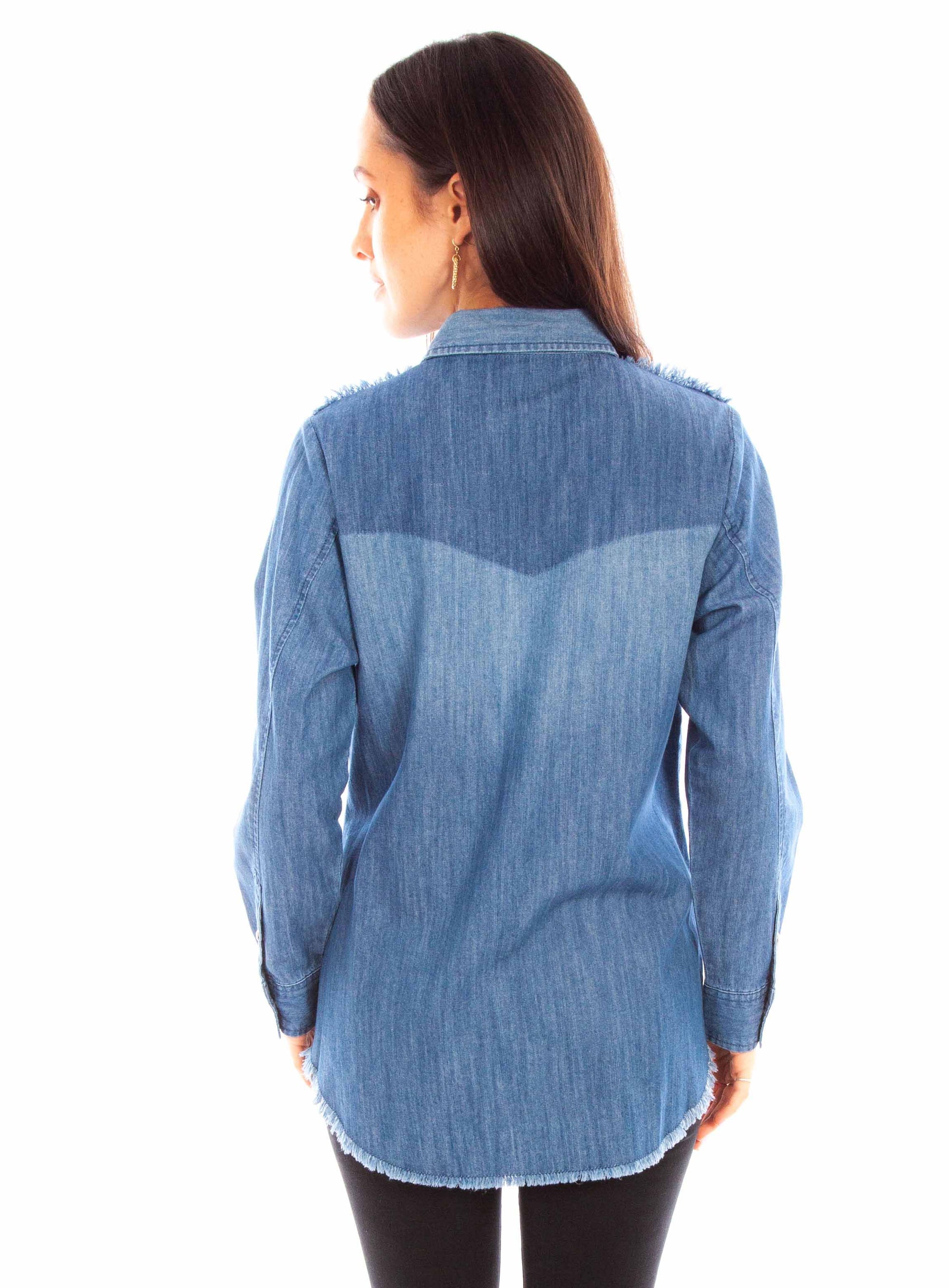Denim Blouse W/emb Yokes - HC838