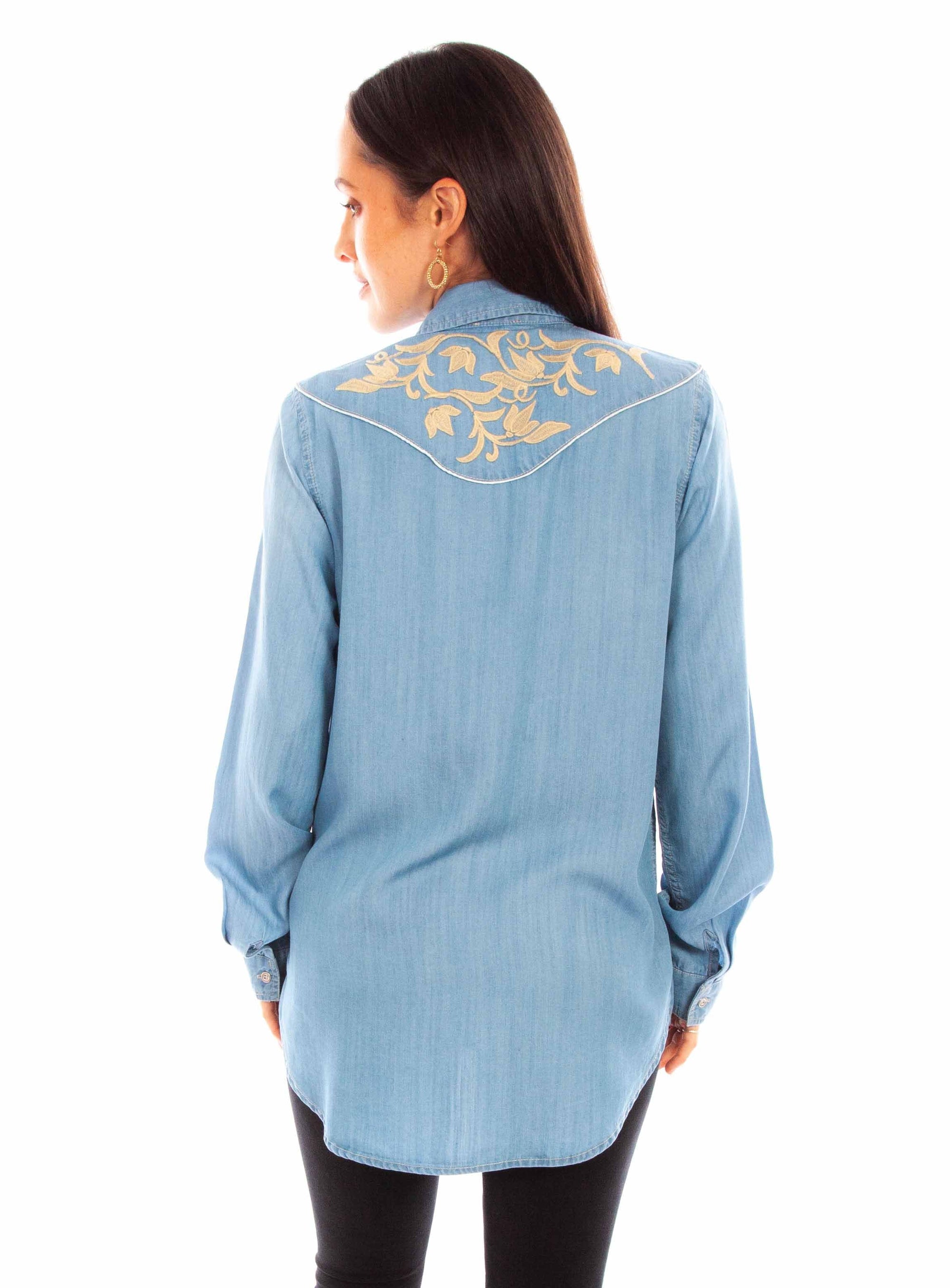 Tencel Blouse W/emb. &amp; Piping - HC847