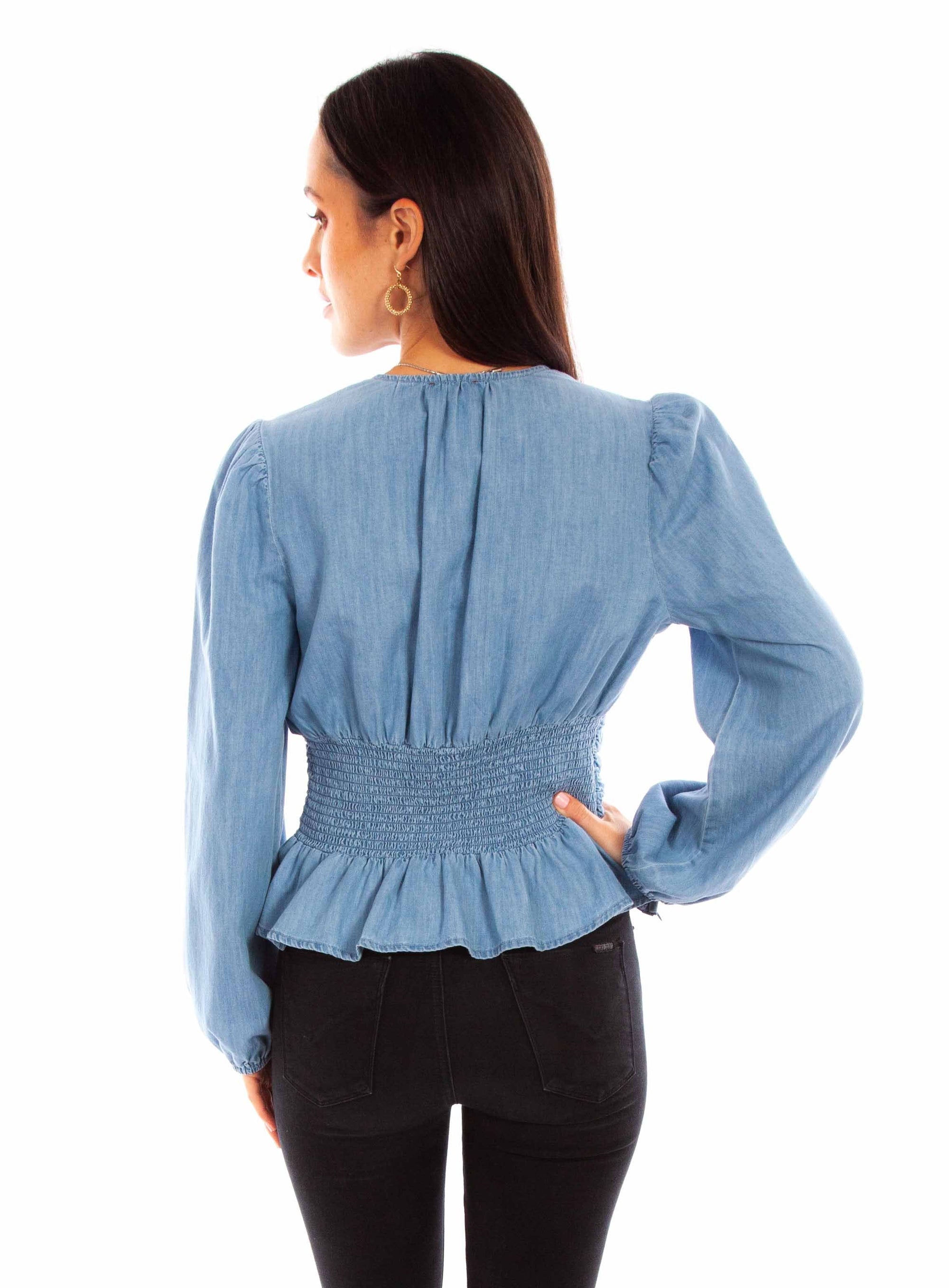 Peplum Blouse W/lace Up - HC849