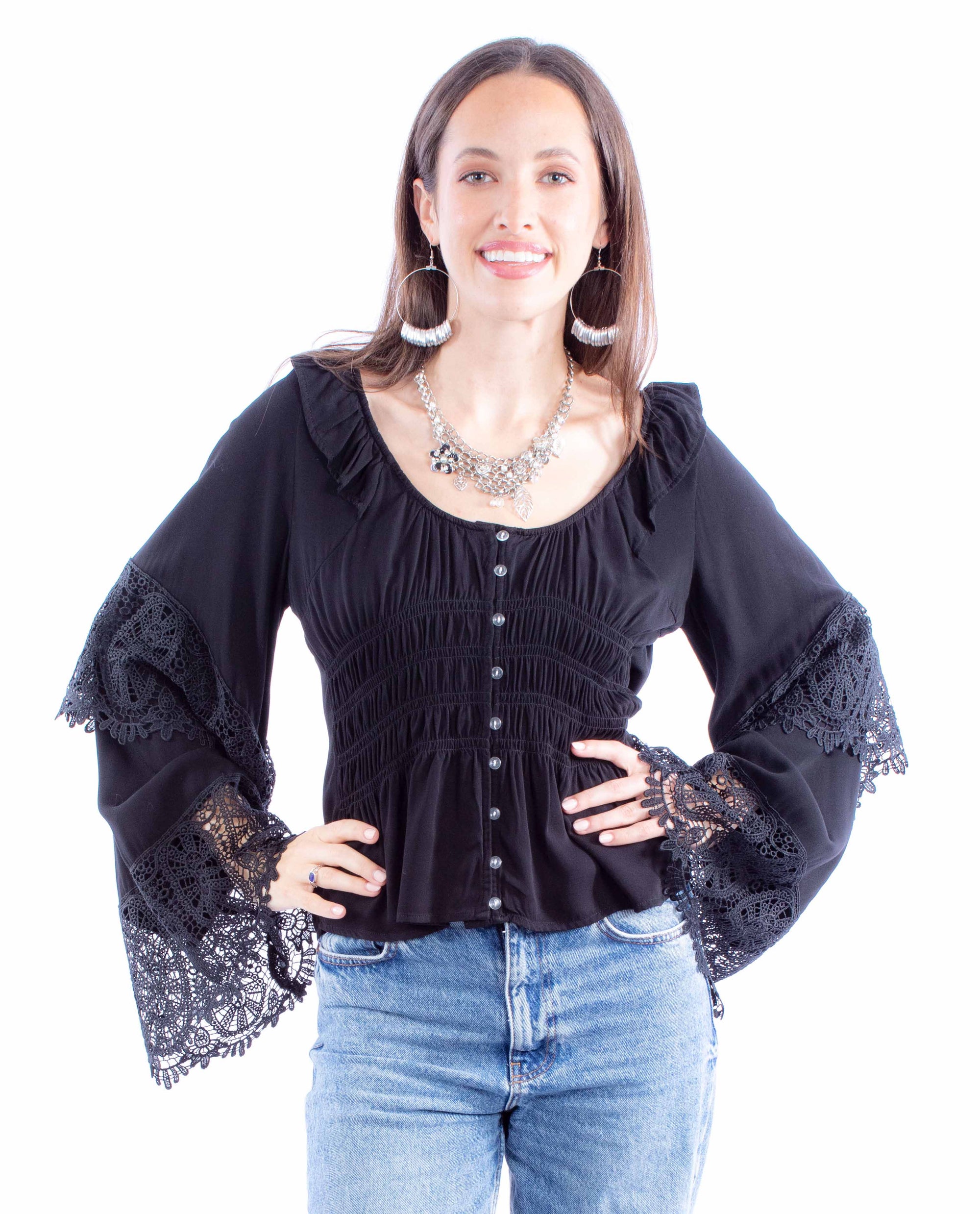 Crochet Bell Sleeve Top - HC860