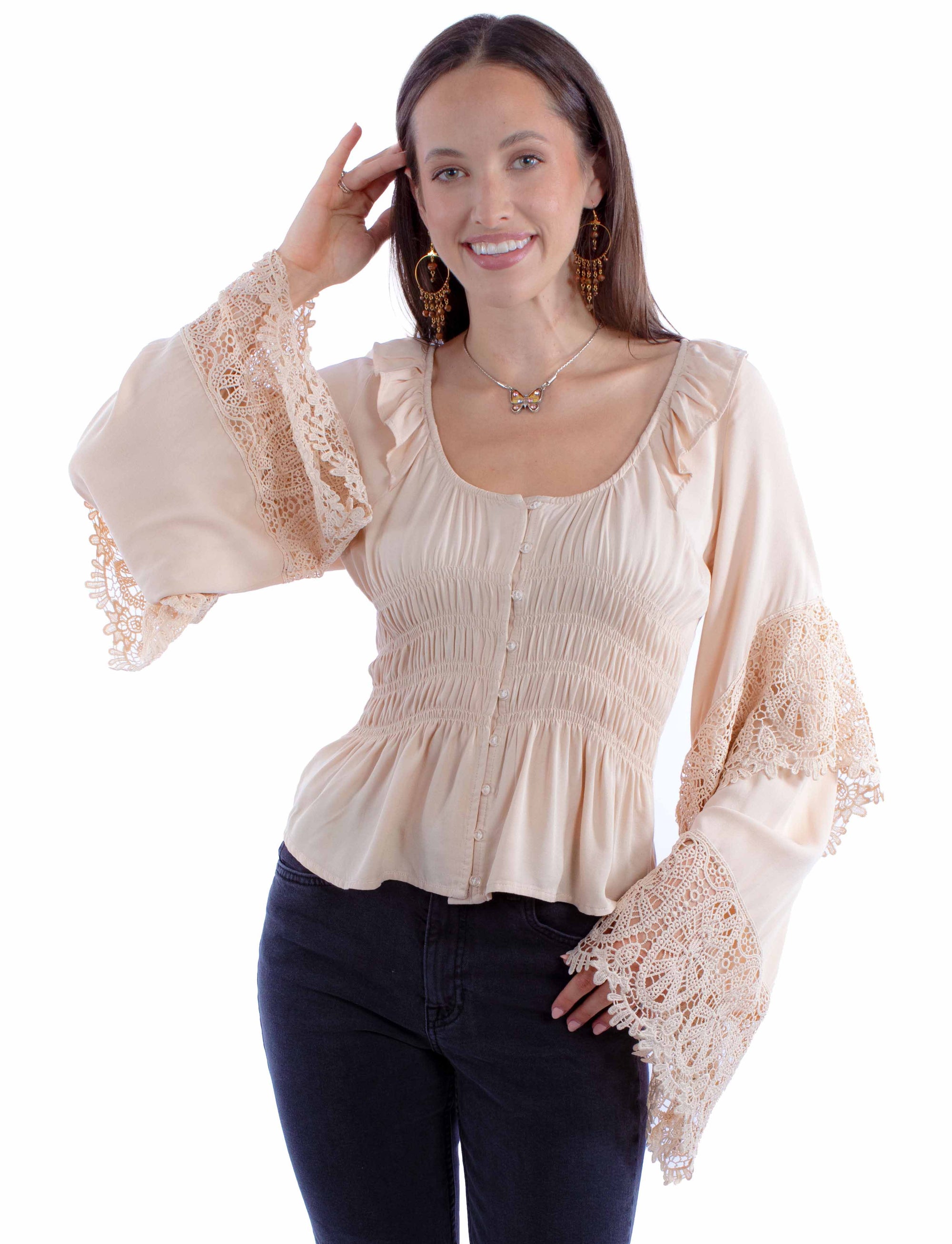 Crochet Bell Sleeve Top - HC860