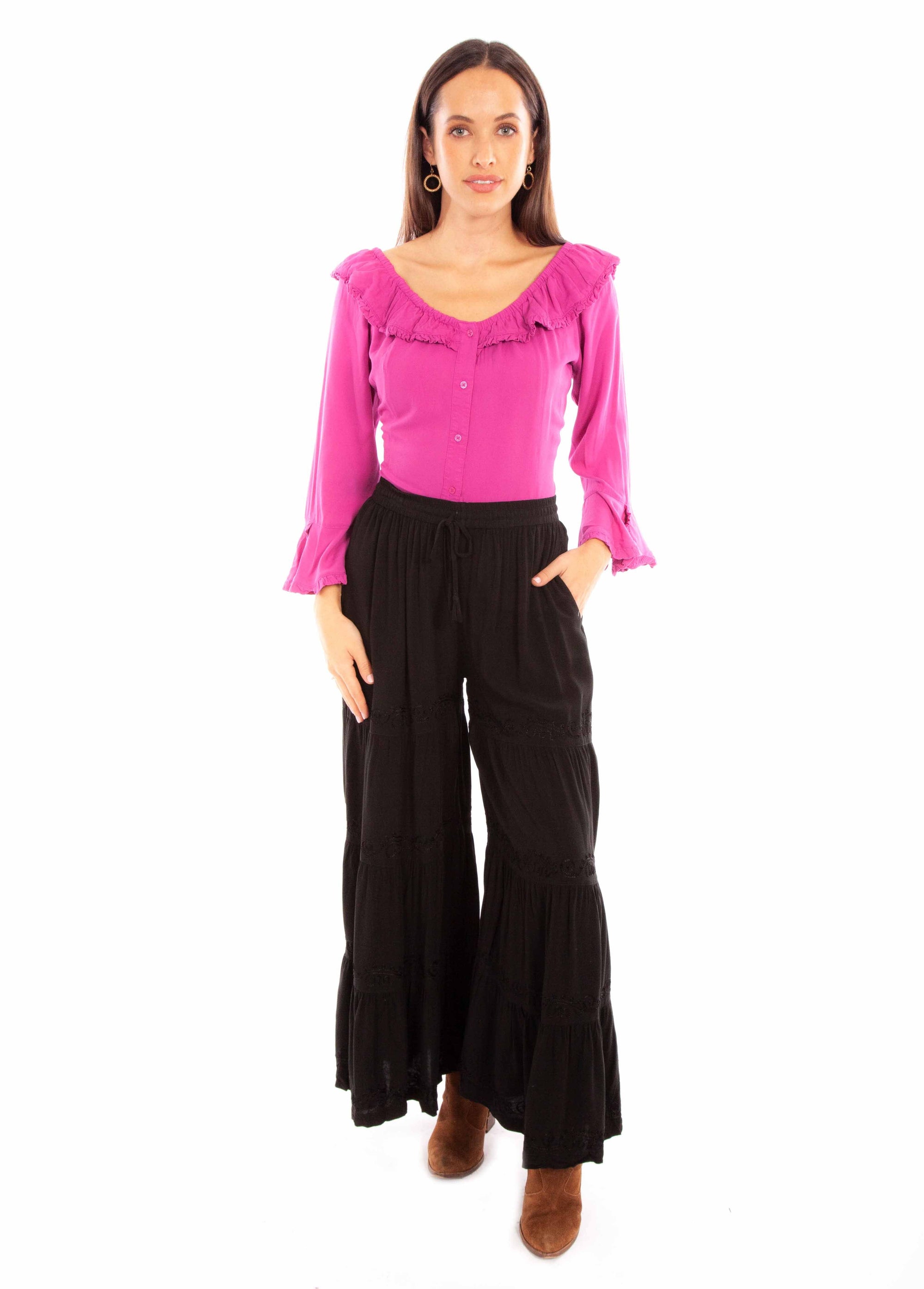 Rayon Palazzo Pants W/pockets - HC867