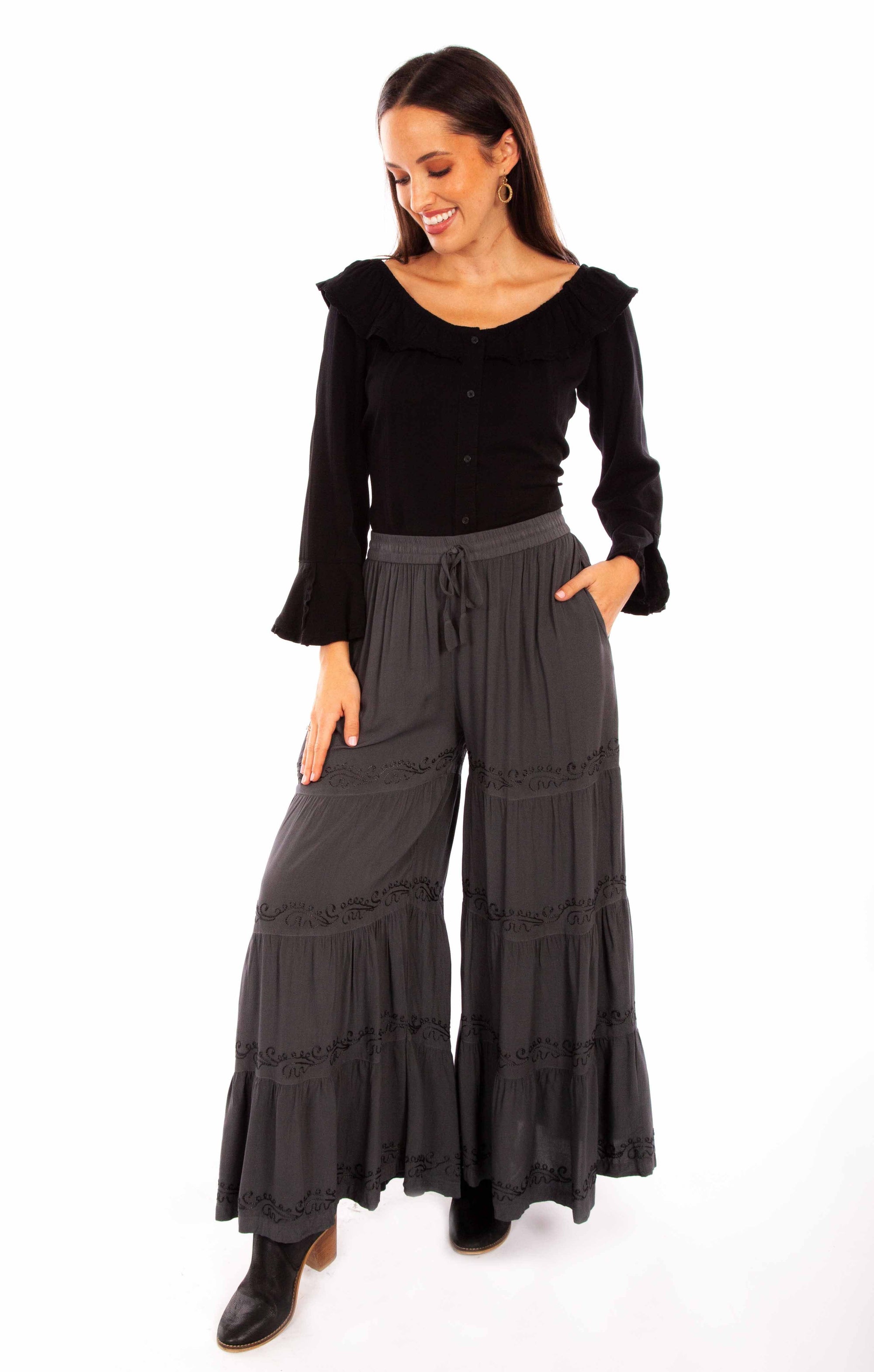 Rayon Palazzo Pants W/pockets - HC867