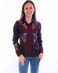 Floral Emb. Top W/red Piping - HC868