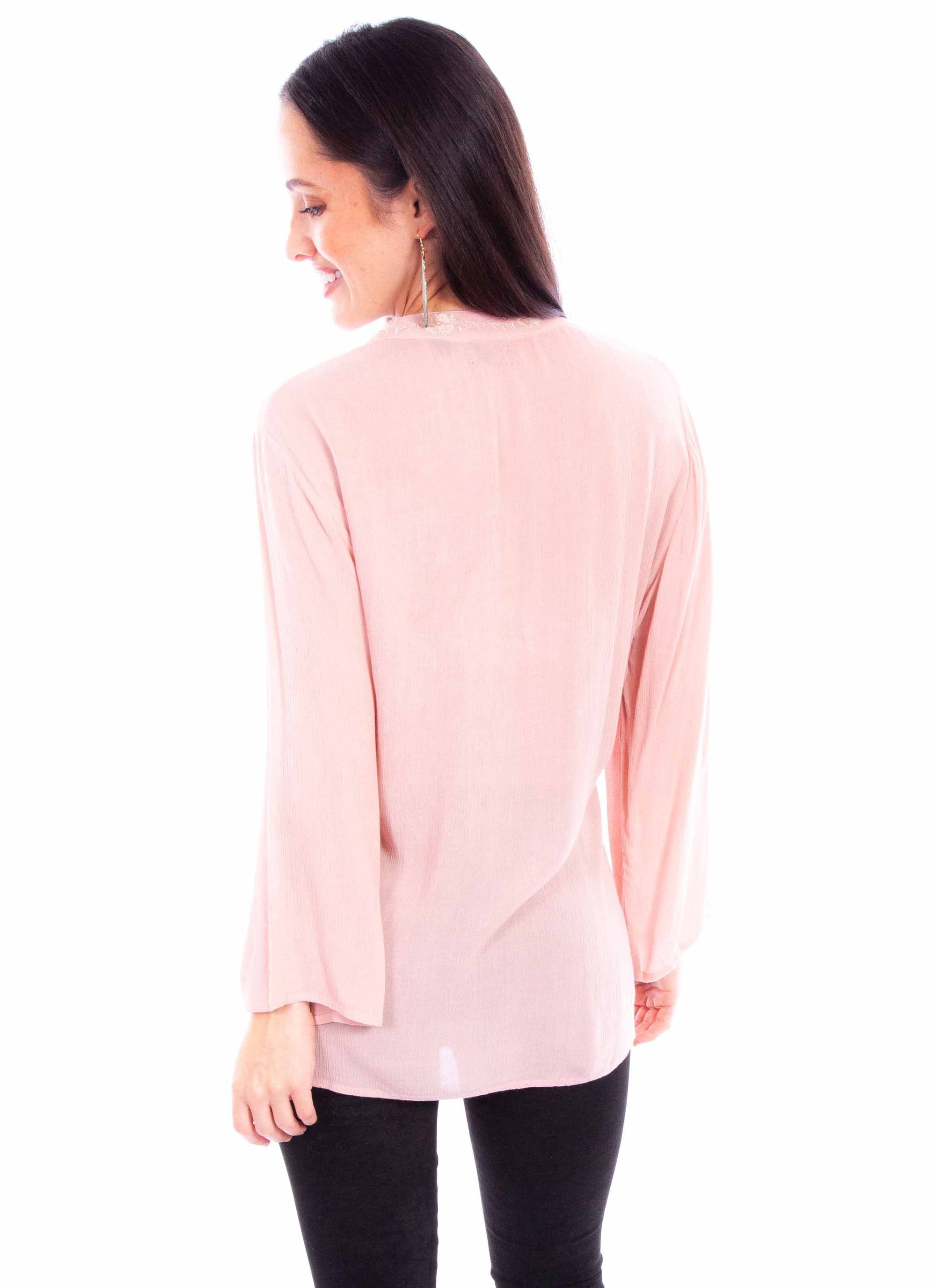 Pullover V Neck Emb. L/s Blouse - HC878