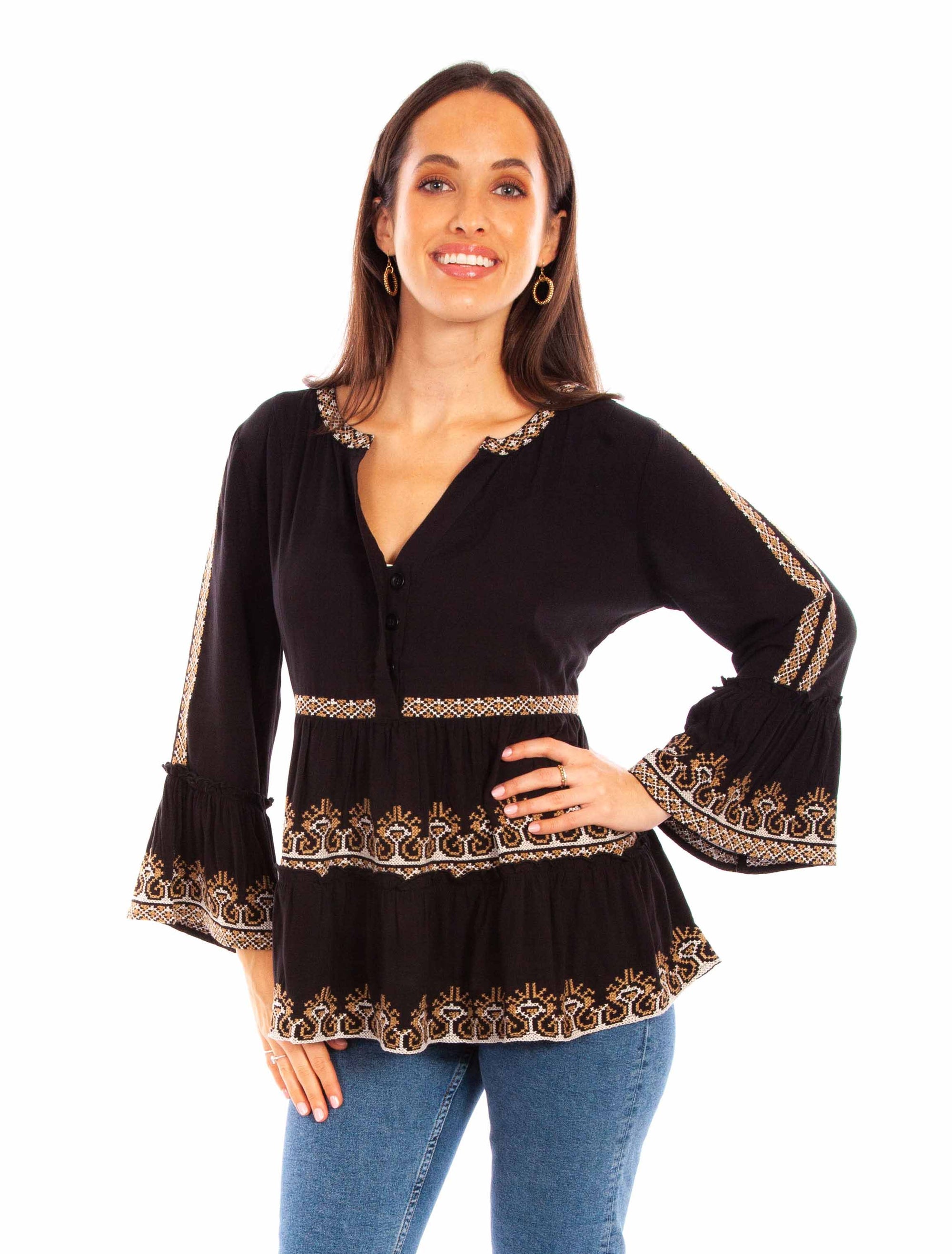 Pullover Emb. Ruffle Blouse - HC882
