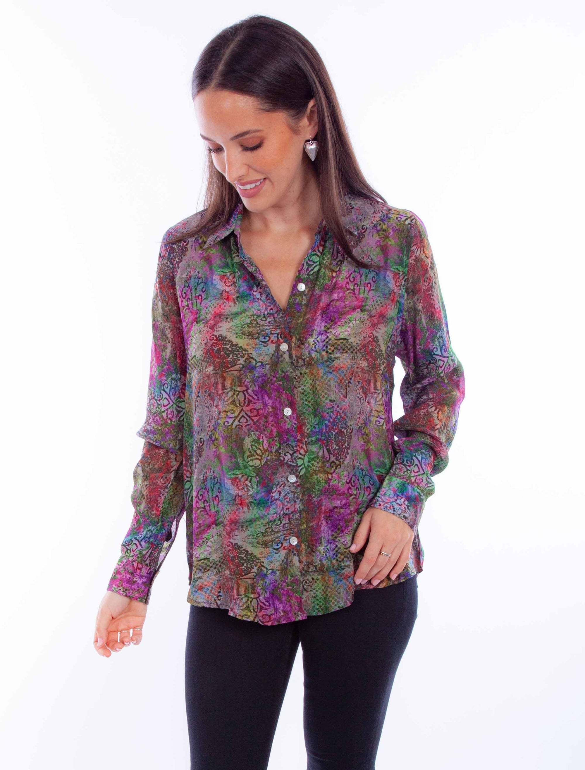 Colorful Button Up Blouse - HC885