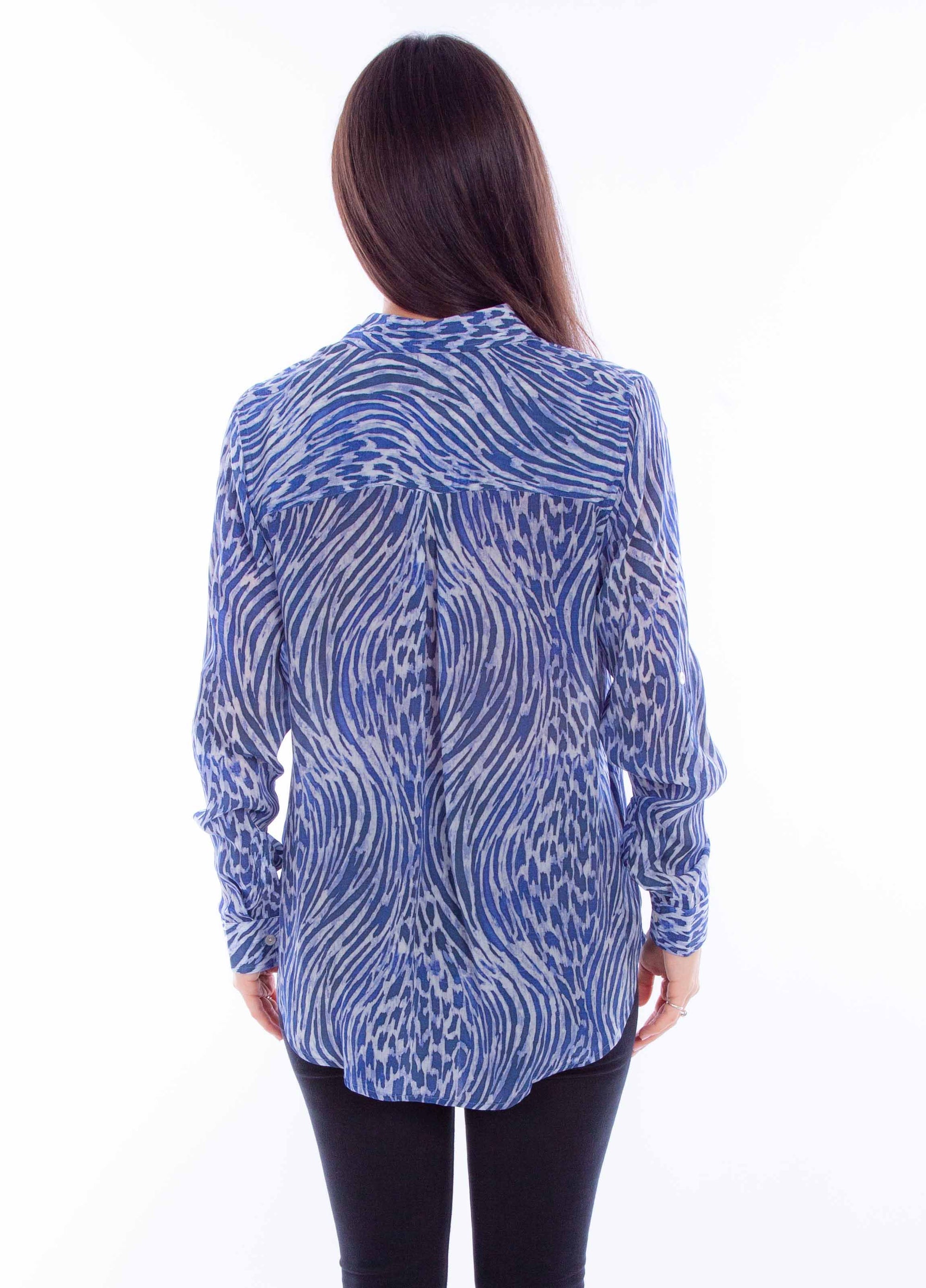 Blue Zebra Print Blouse - HC886