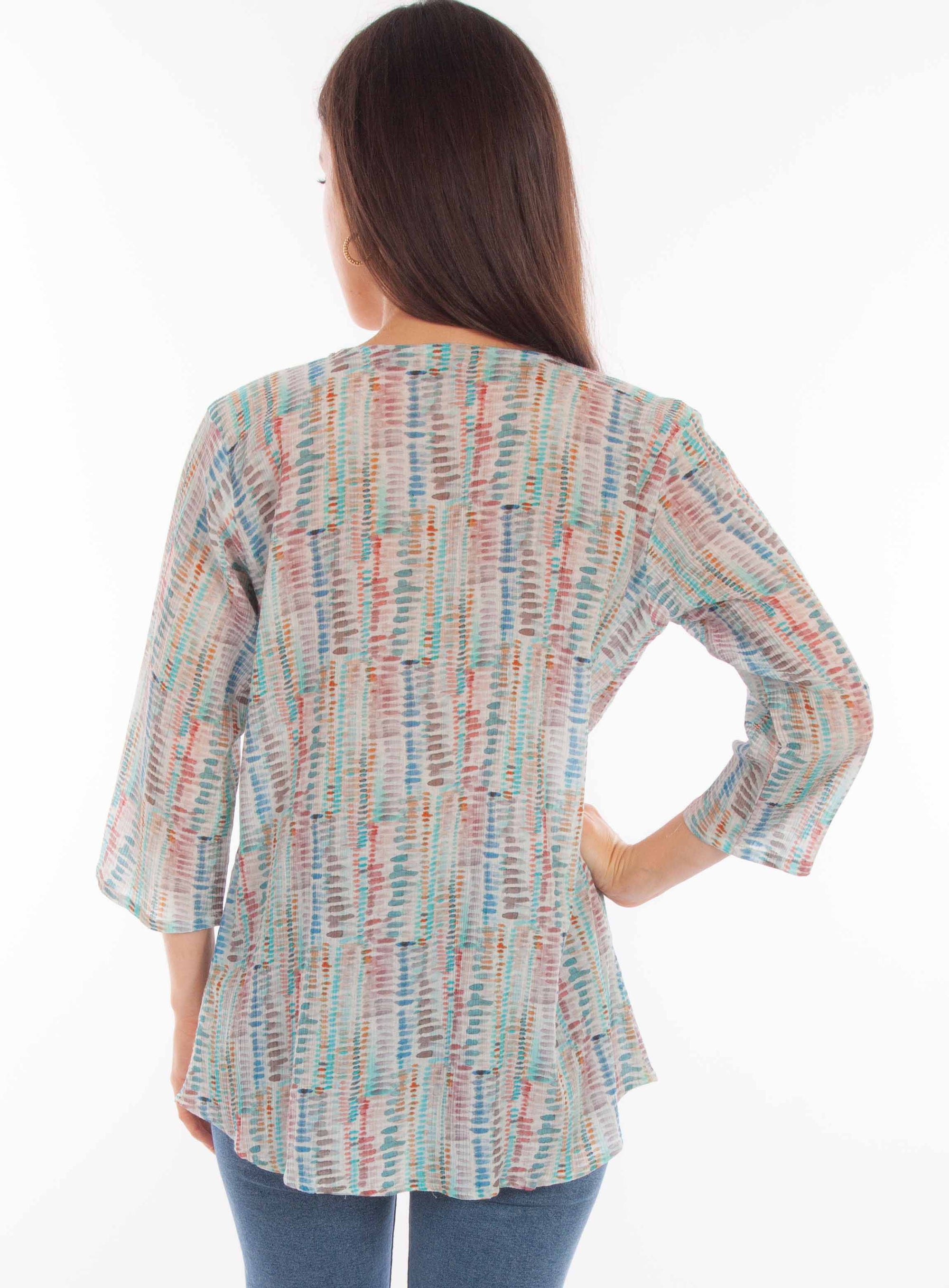 Water Color Print Pullover Blouse - HC889