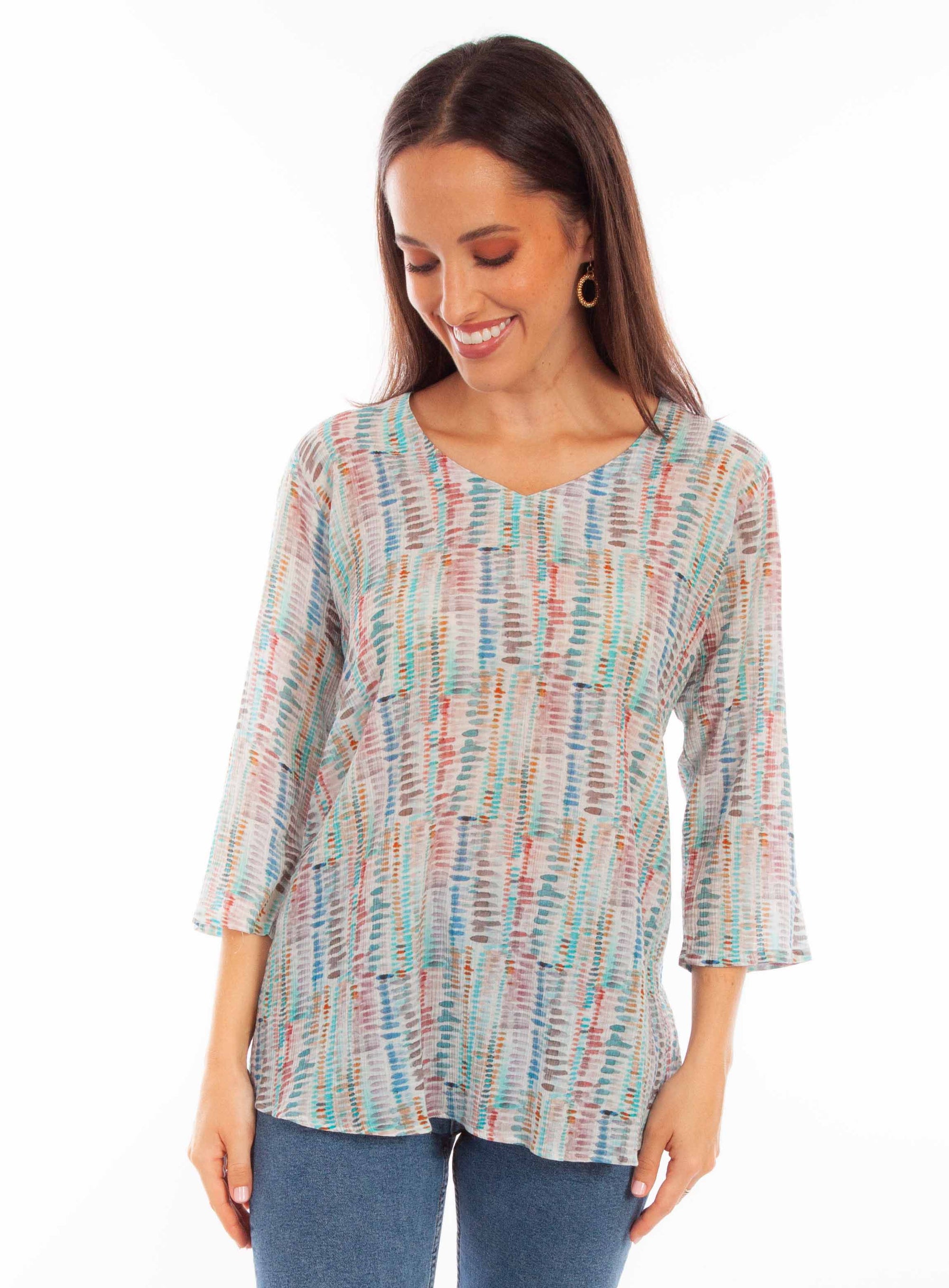 Water Color Print Pullover Blouse - HC889