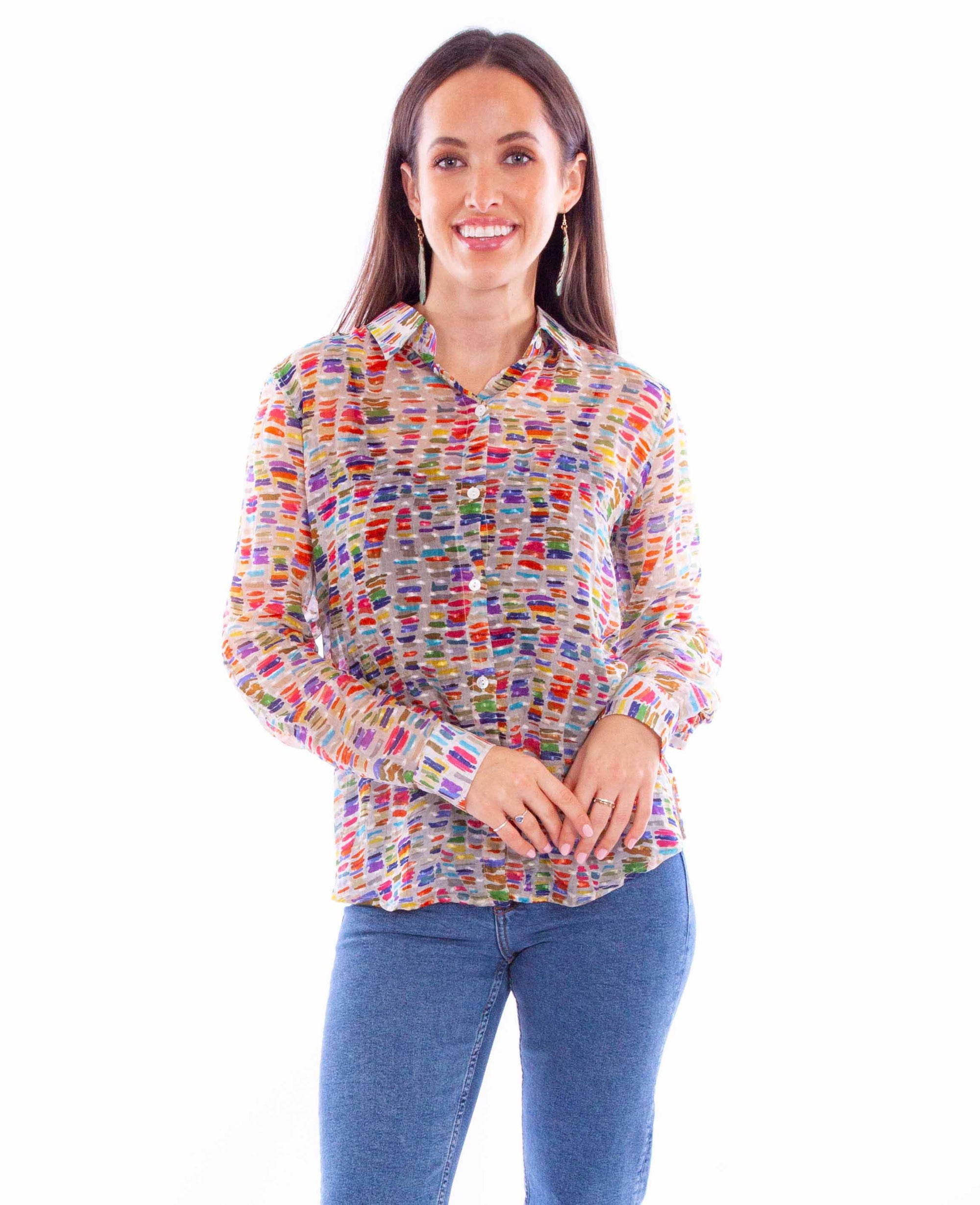 Button Up Collared Blouse - HC892