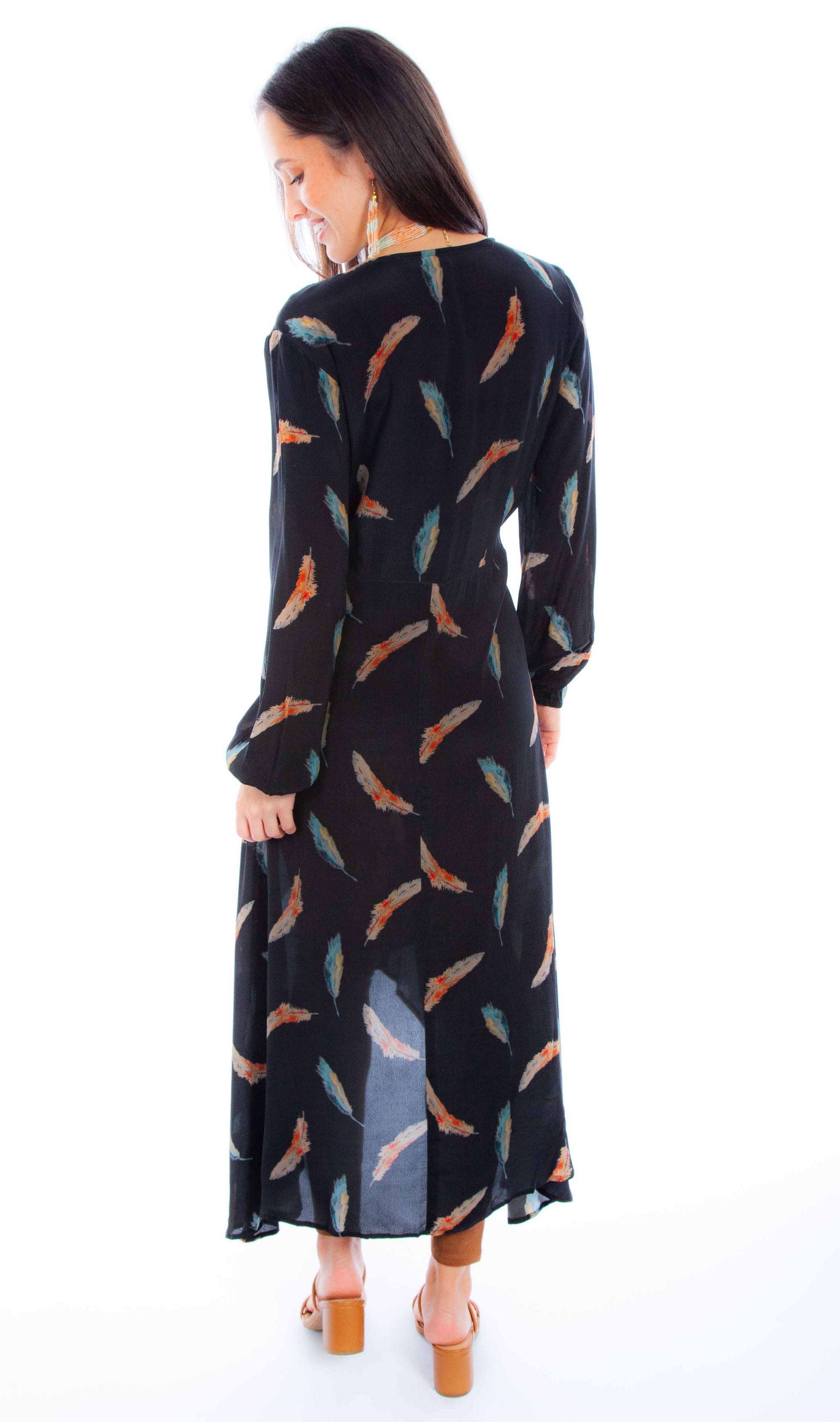 Feather Print Button Up Kimono - HC895