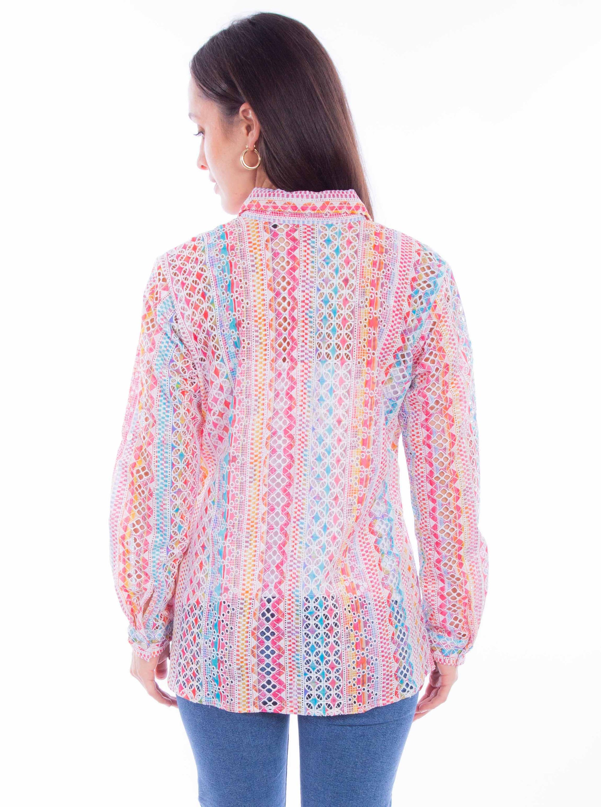 L/s Eyelet Button Up Blouse - HC896