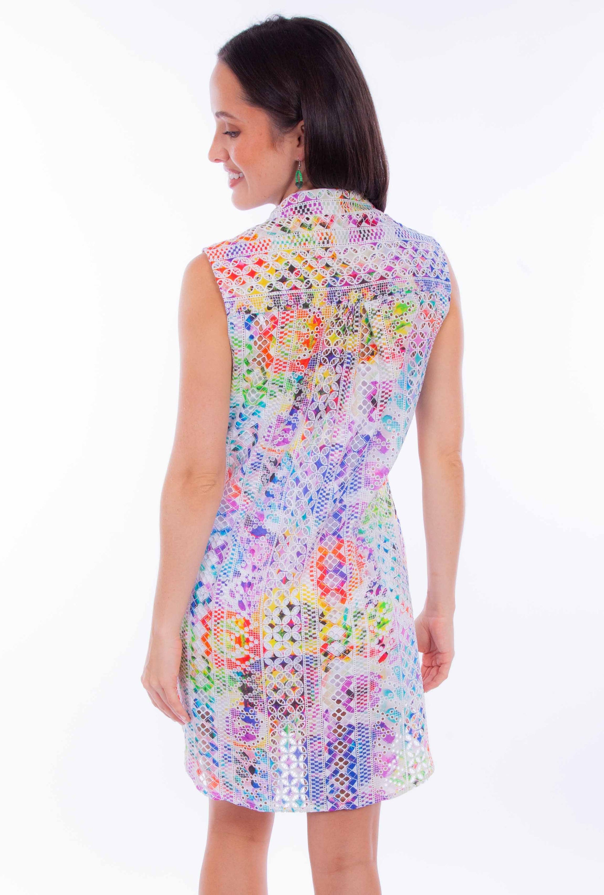 Colorful Eyelet Sleeveless Dress - HC898