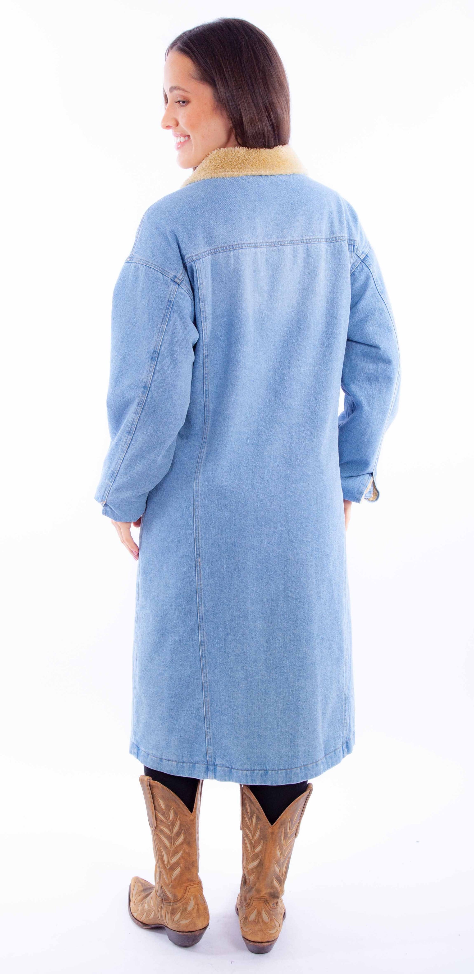 Long Denim Jacket W/sherpa Lining - HC902