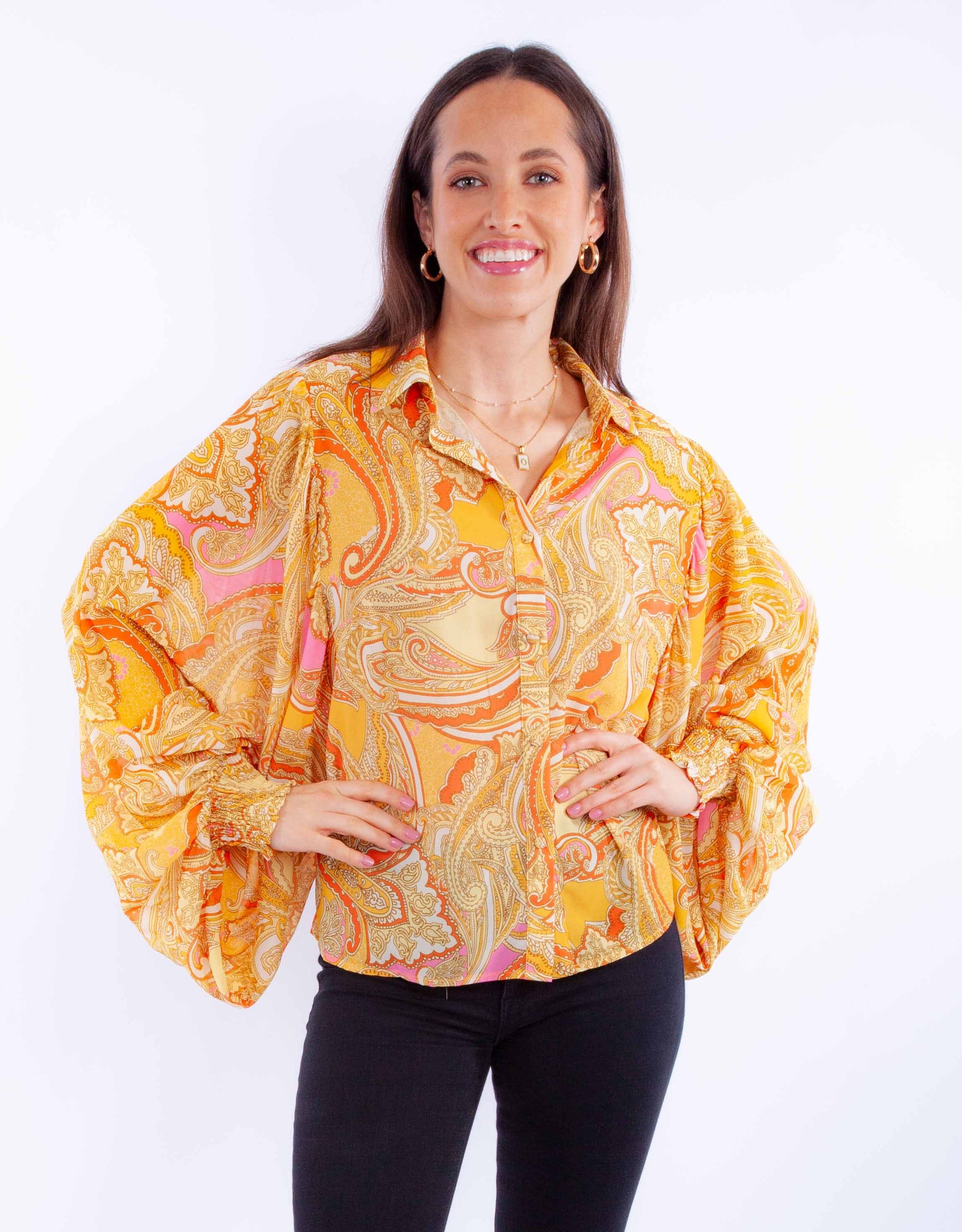 Extreme Balloon Sleeeve Paisley Top - HC903