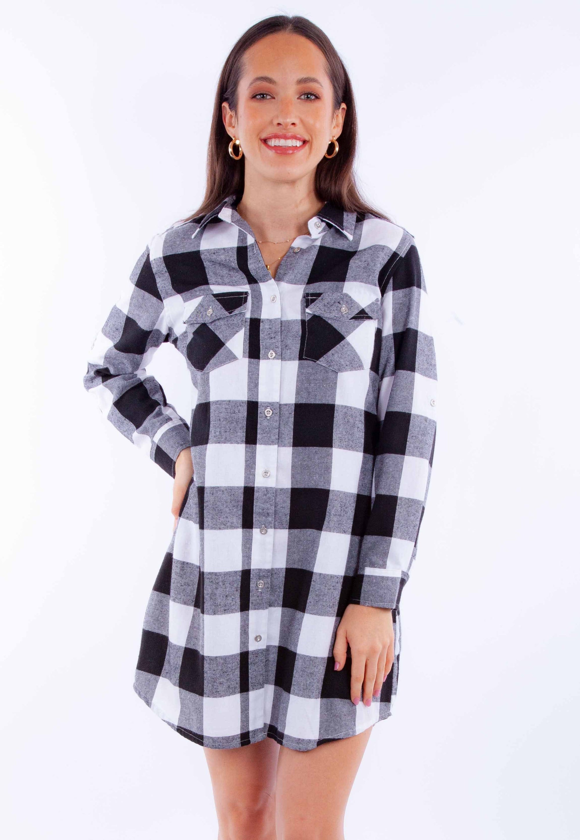 Buffalo Check Shirt-dress - HC907