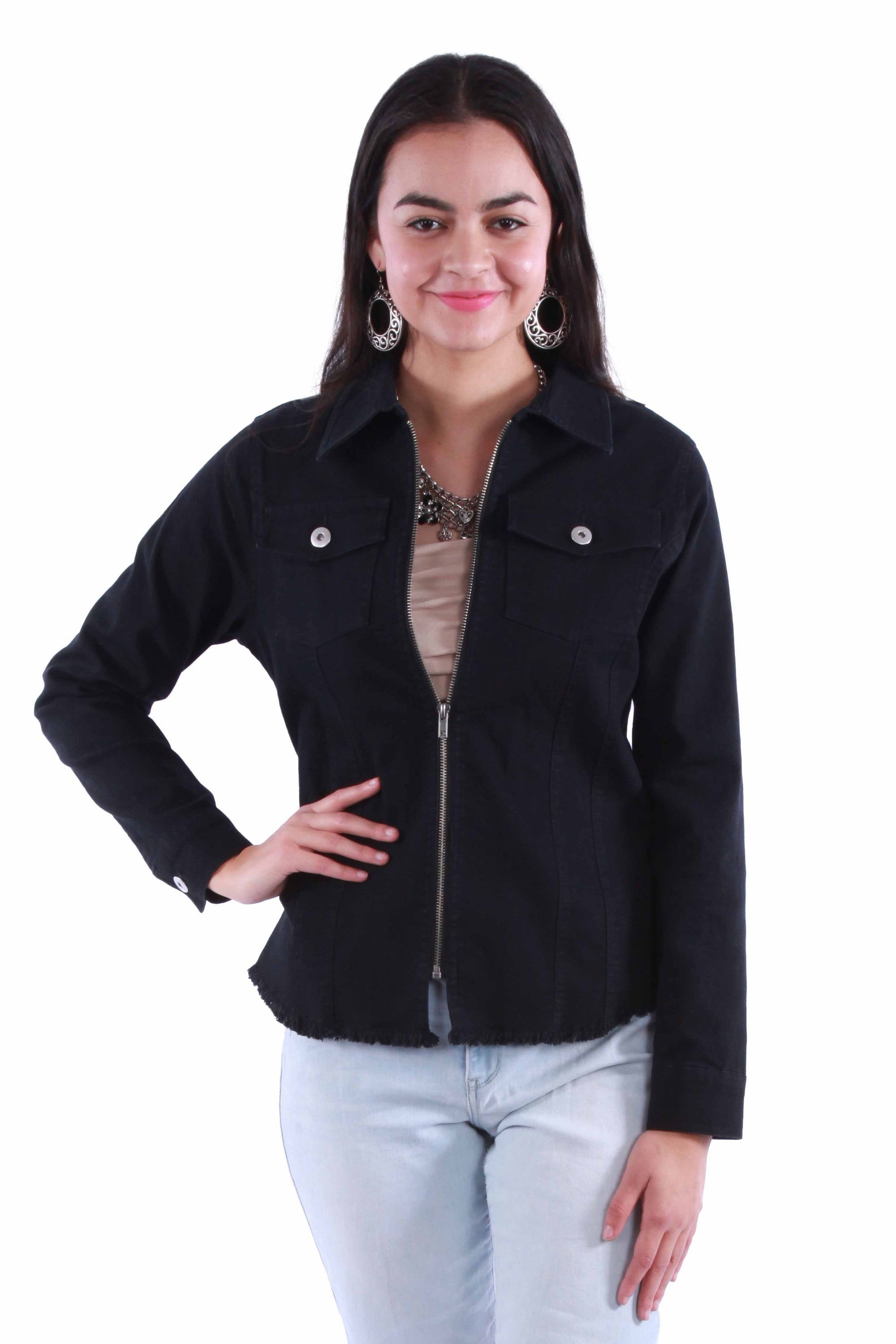 Zip Front Denim Jacket - HC913