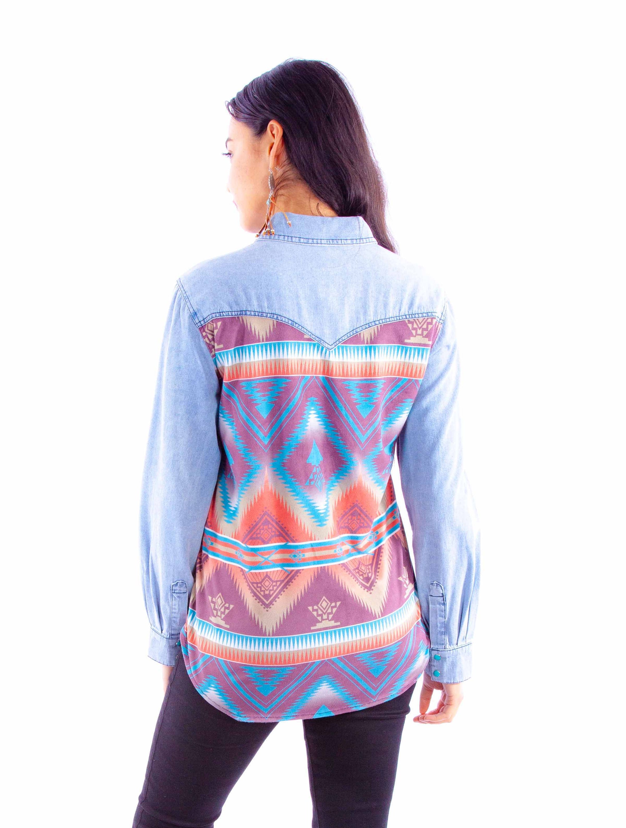 Aztec Print Denim Top - HC916