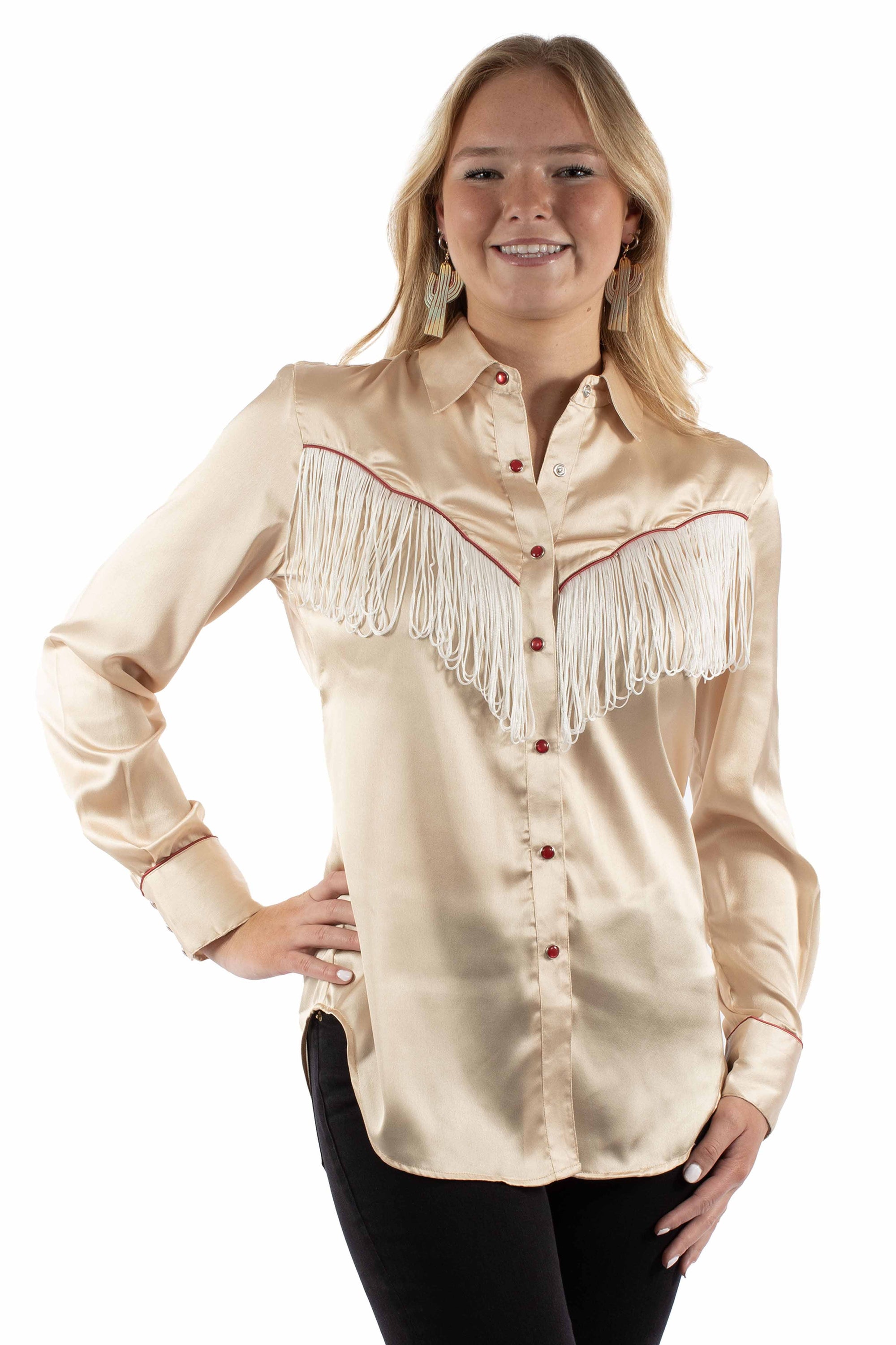 Solid Blouse With Piping/fringe - HC922
