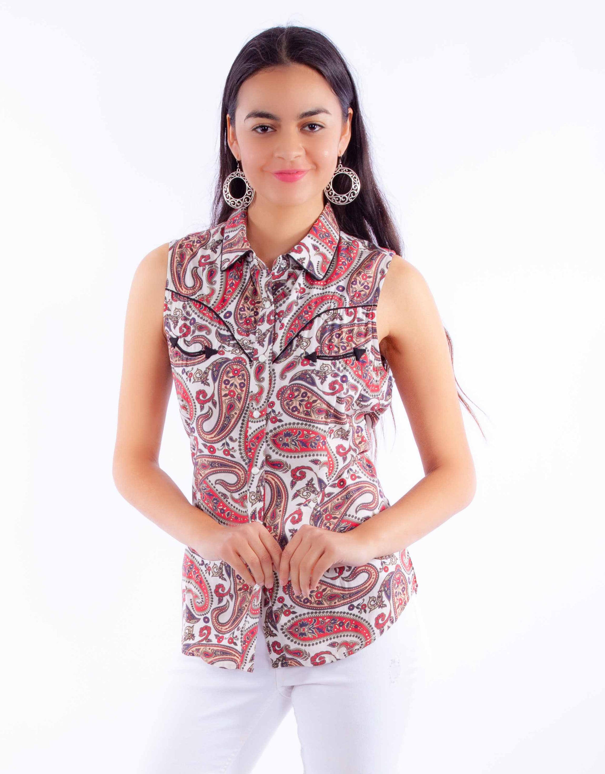 S/l Paisley Western Top - HC936