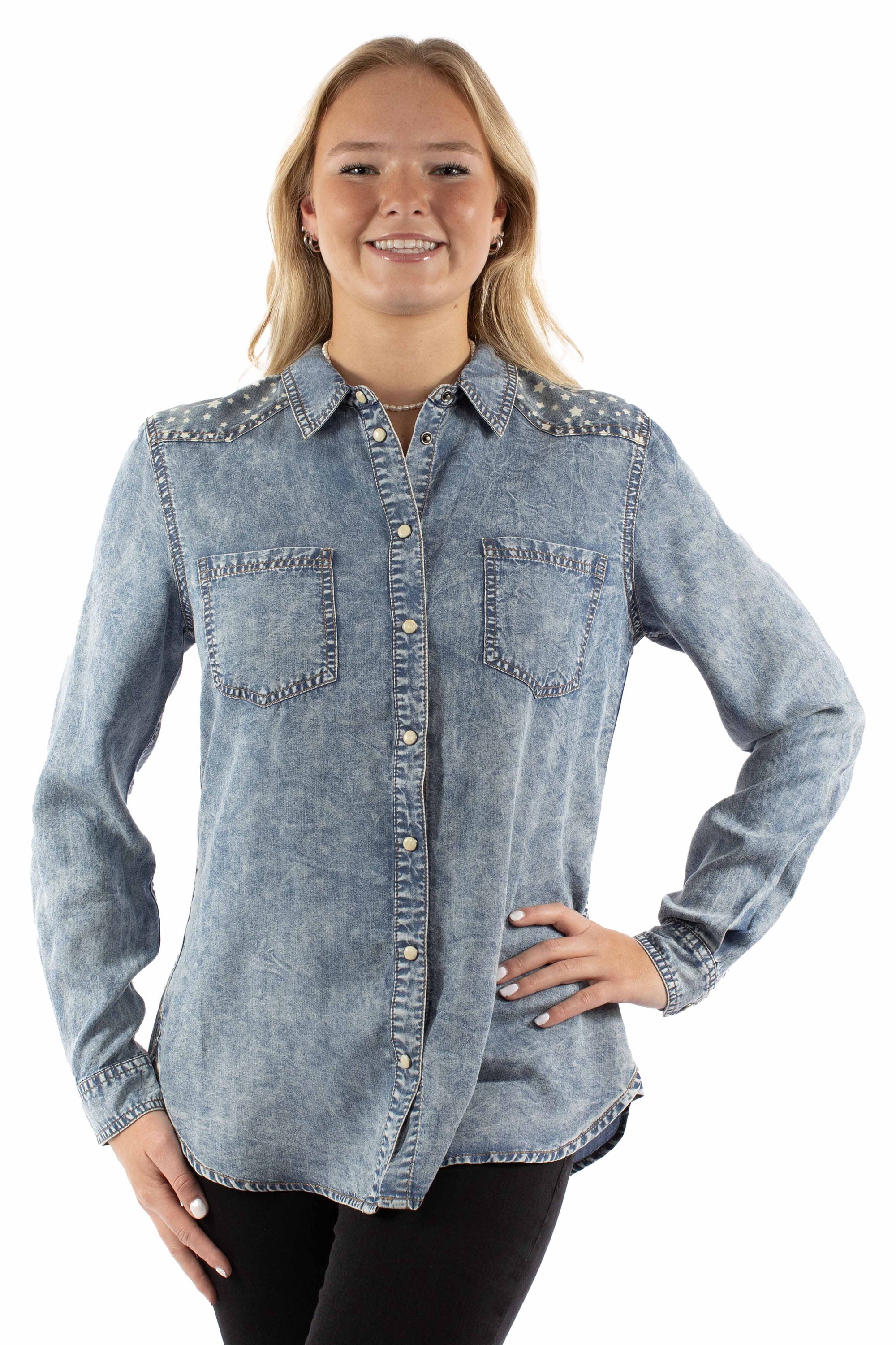 Snap Front Star Yokes Blouse - HC944