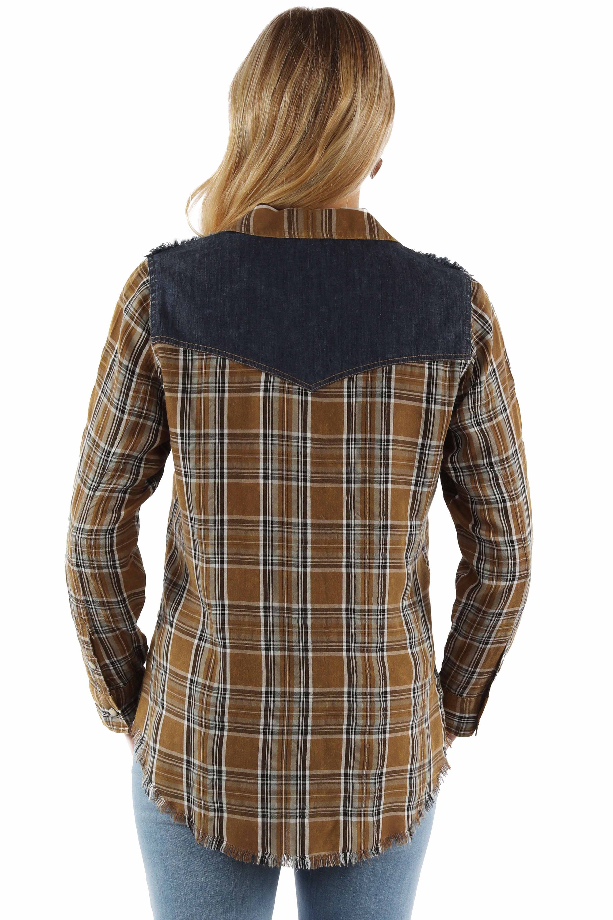 Plaid Shirt W/denim Yokes - HC952
