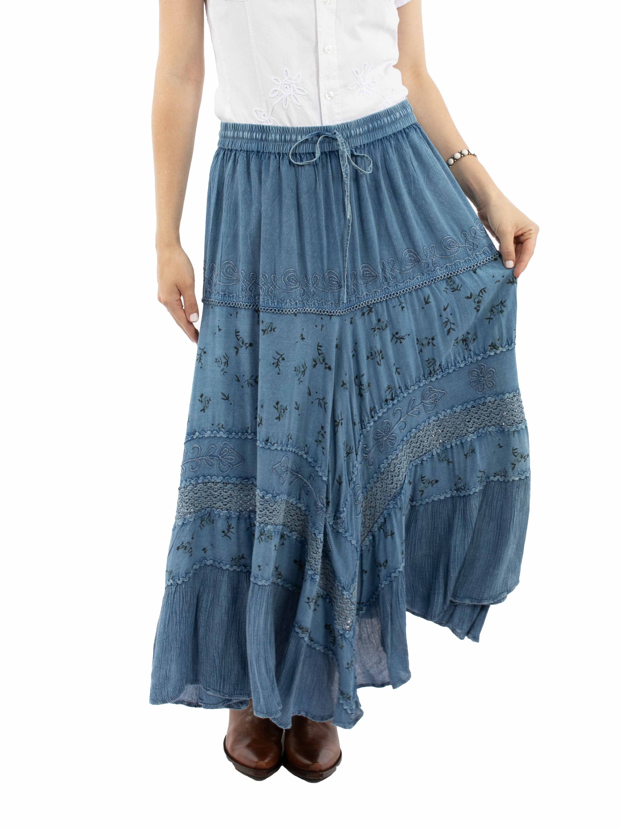 Rose Print Rayon Skirt - HC958