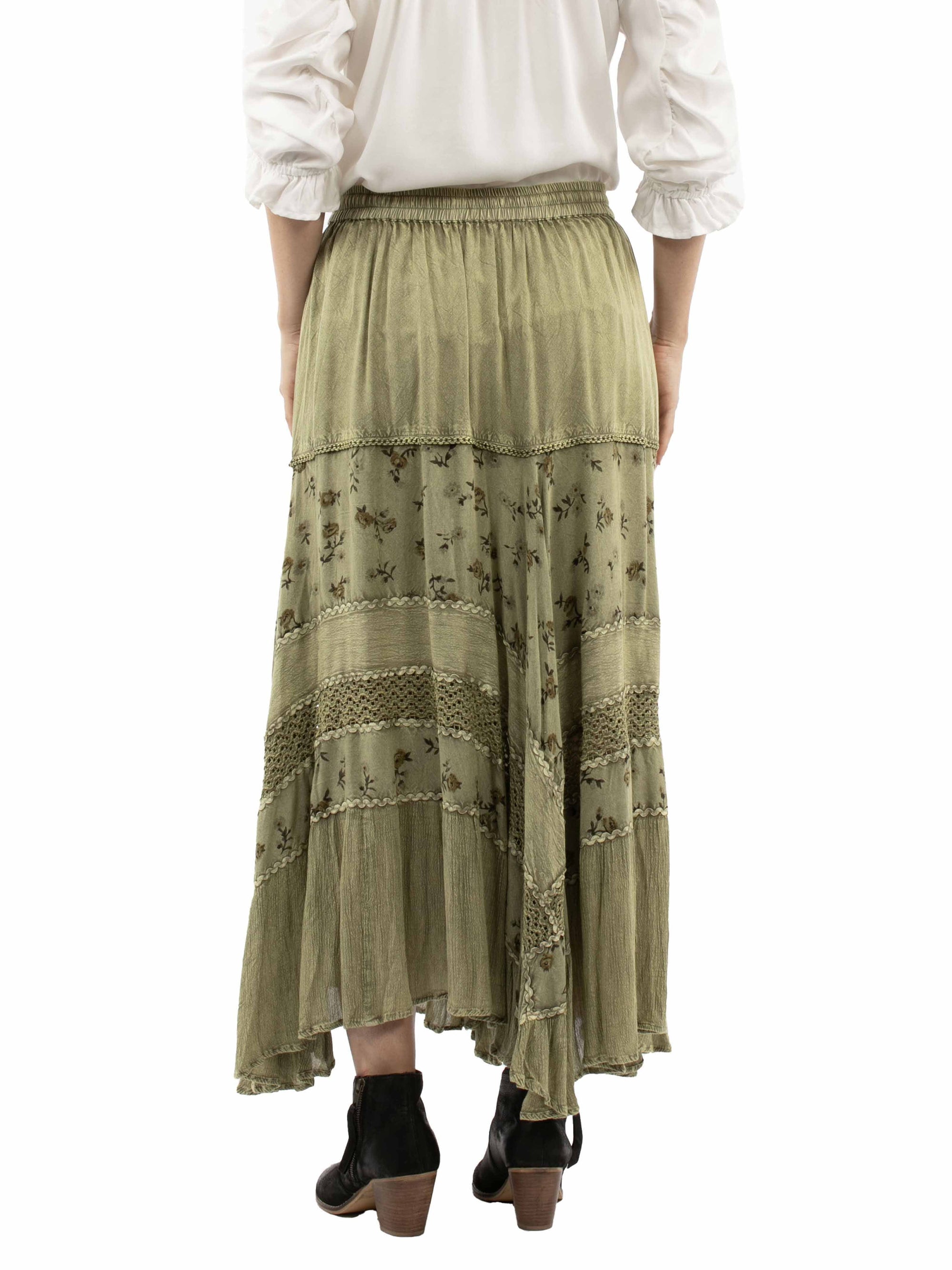 Rose Print Rayon Skirt - HC958
