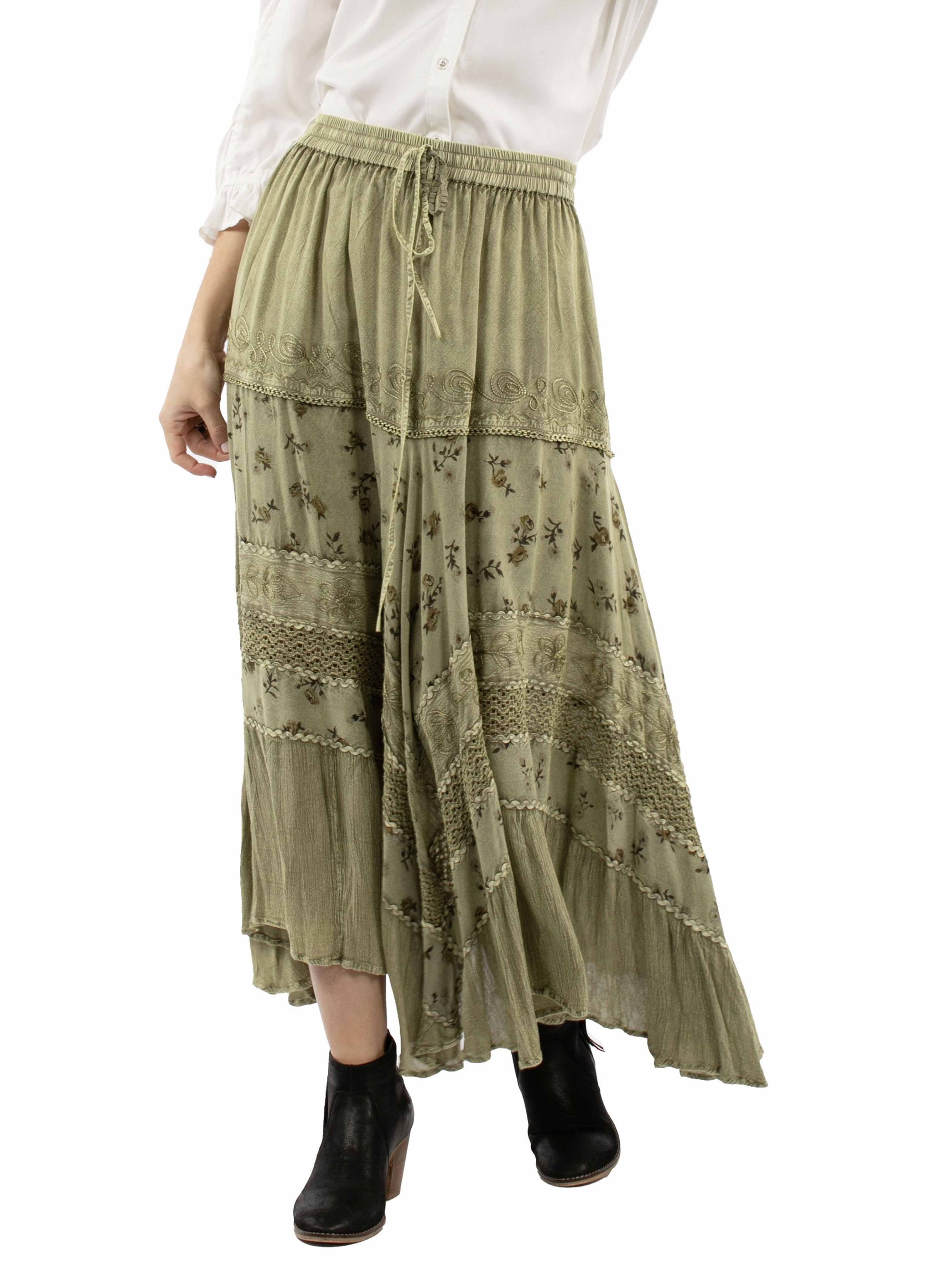 Rose Print Rayon Skirt - HC958