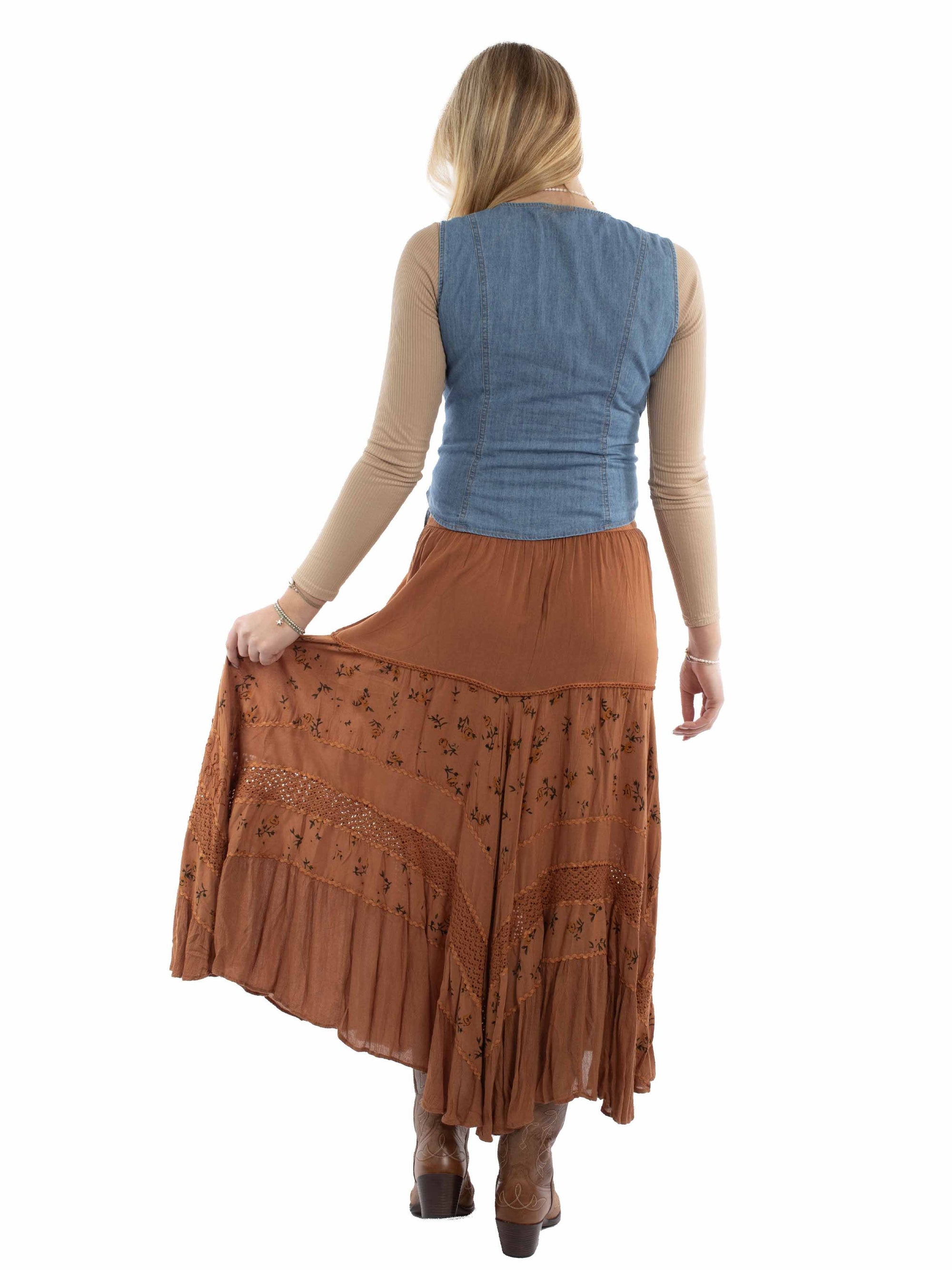 Rose Print Rayon Skirt - HC958