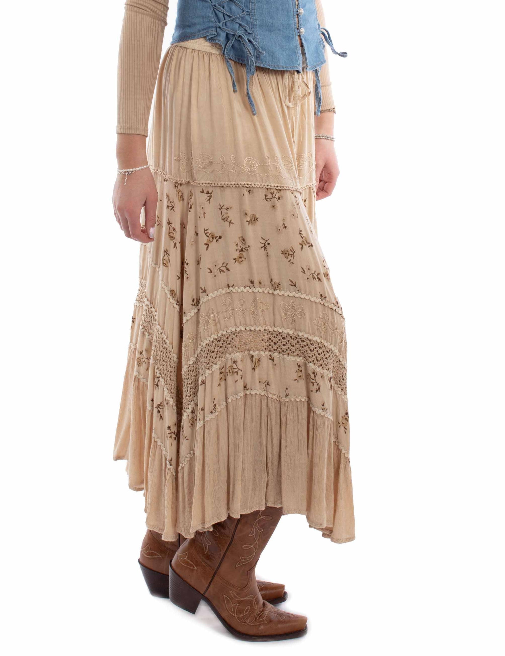 Rose Print Rayon Skirt - HC958