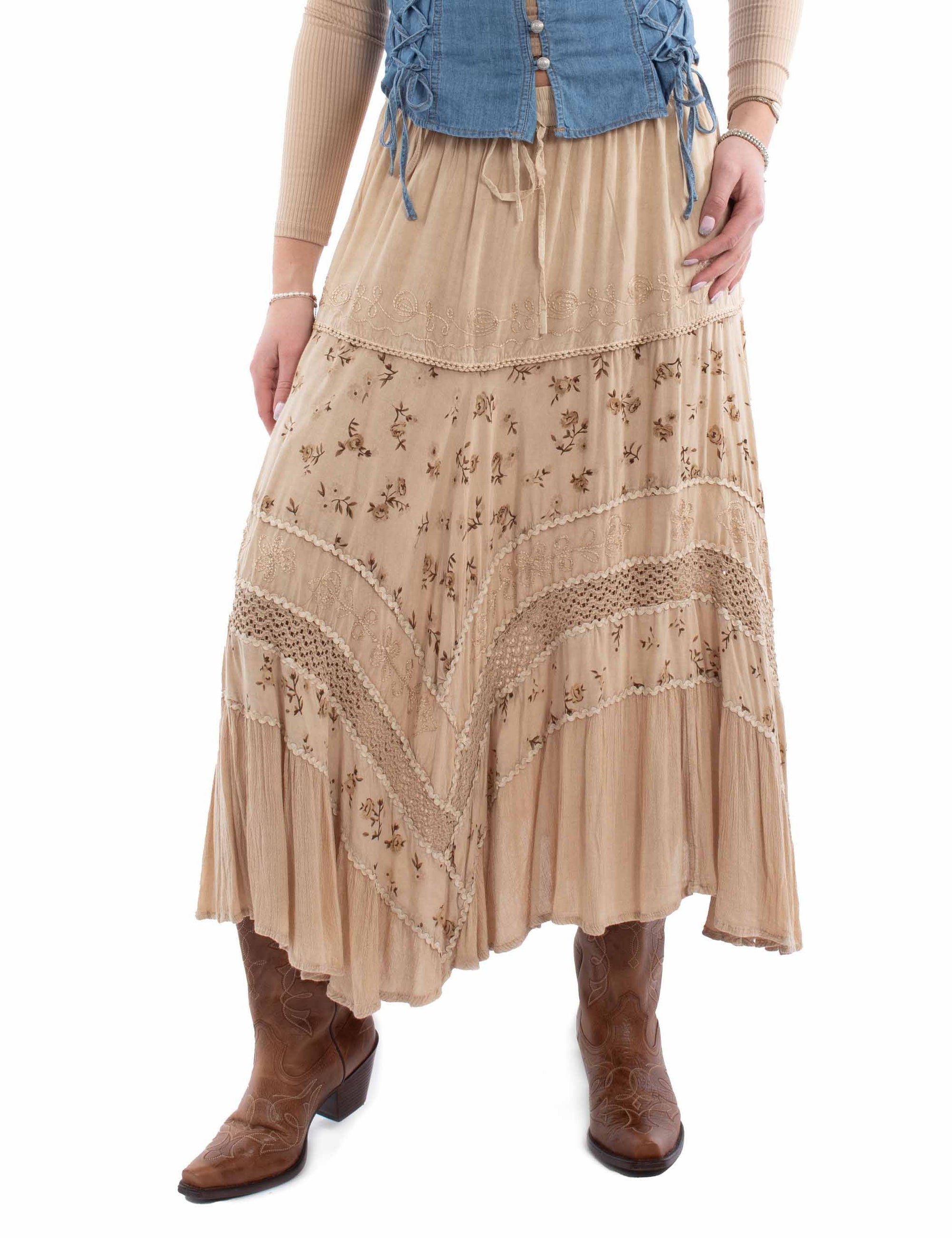 Rose Print Rayon Skirt - HC958