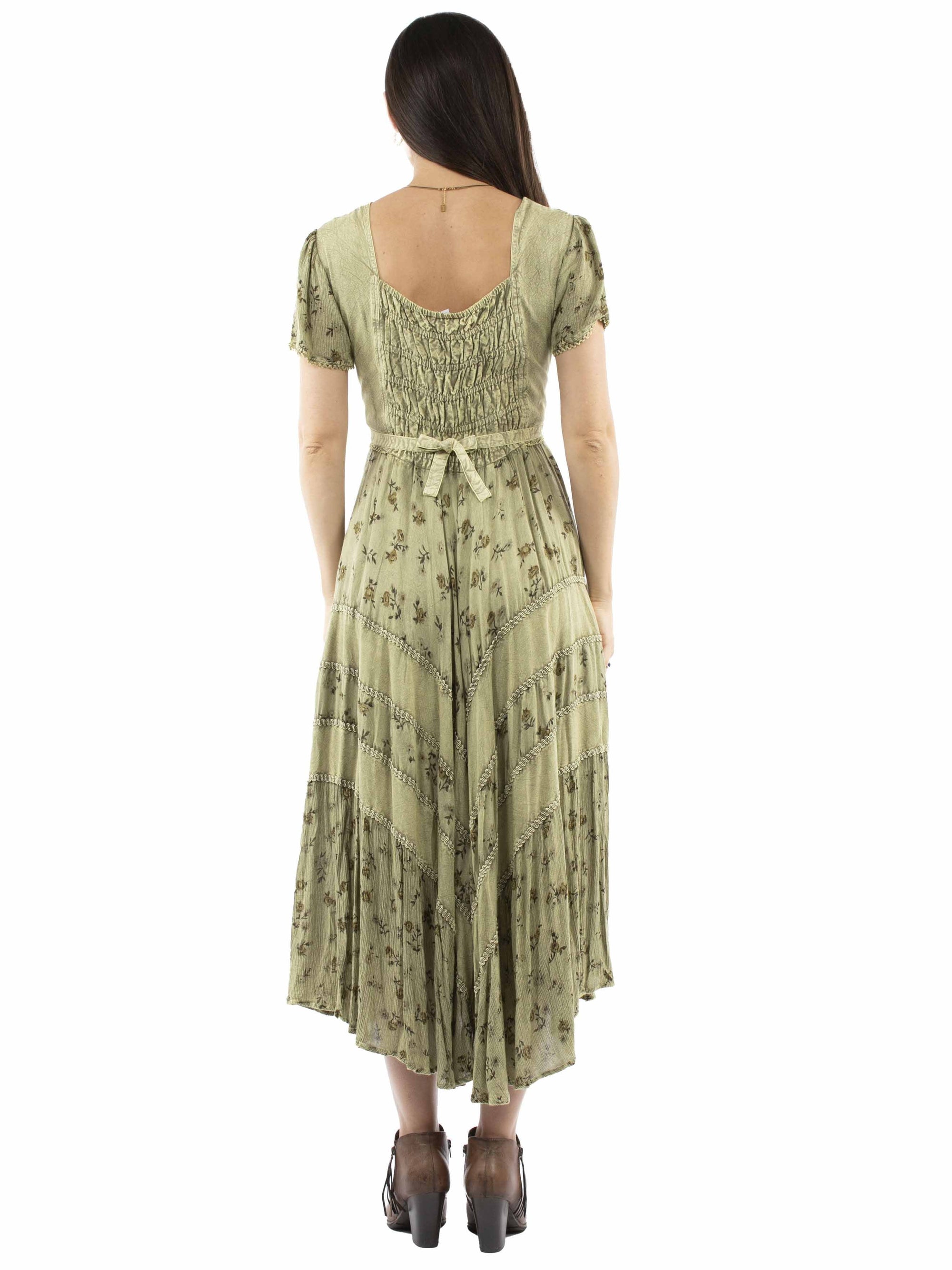 Capsleeve Printed Lace Front Dress - HC959