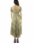 Capsleeve Printed Lace Front Dress - HC959