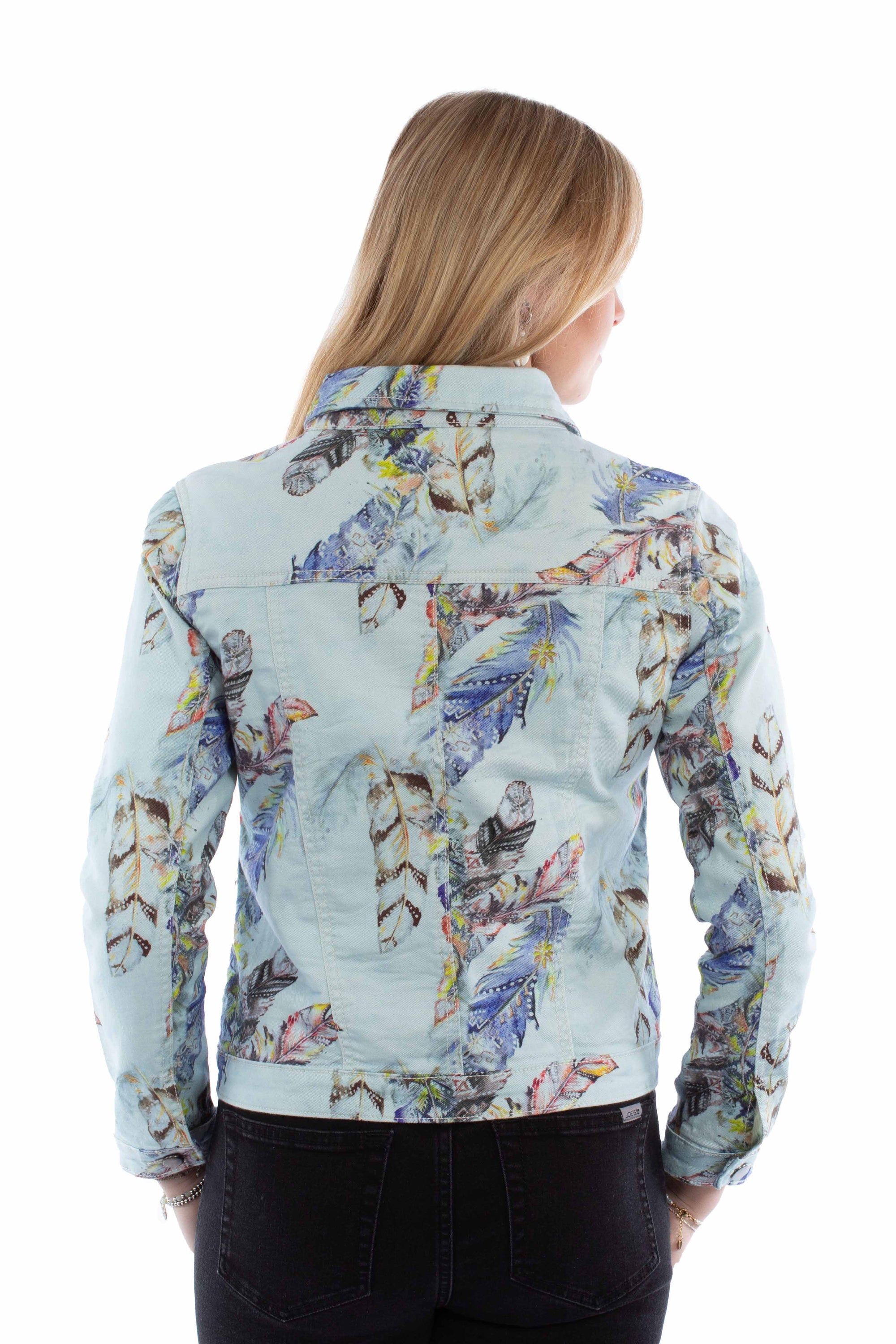 Feather Print Denim Jacket - HC960