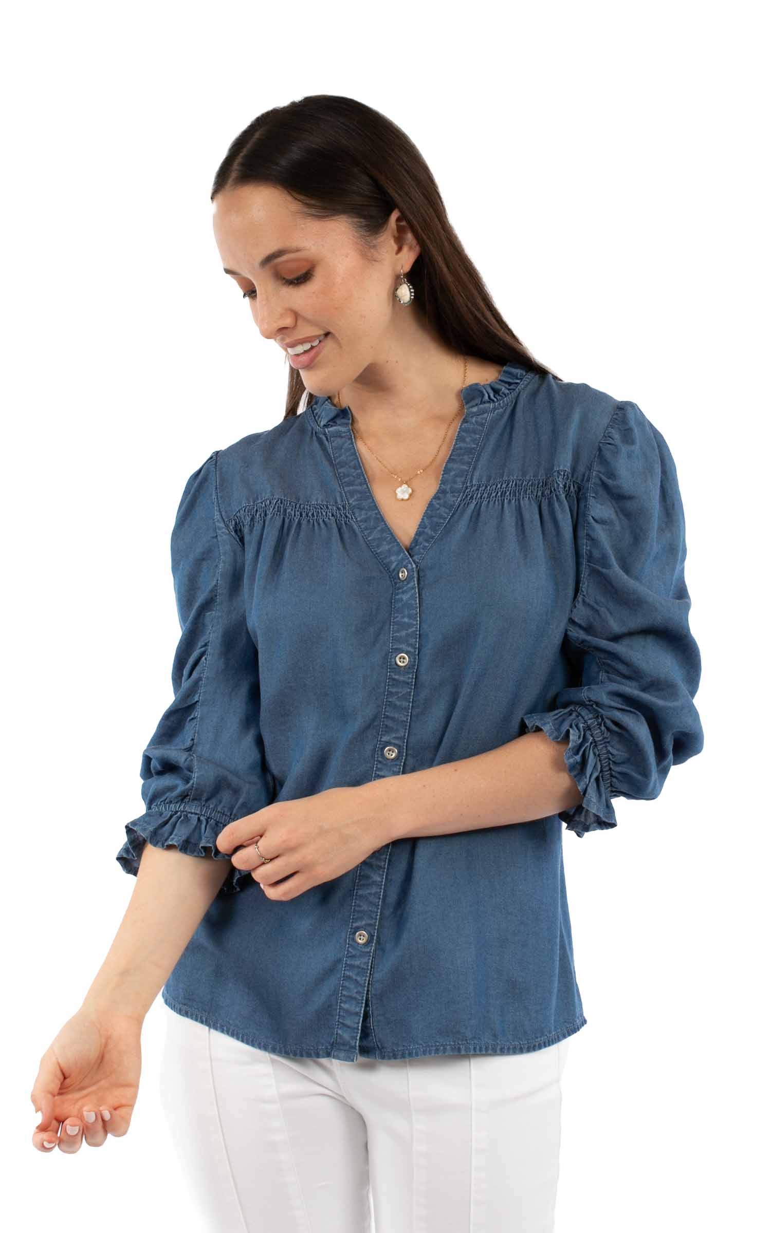 Button Front Blouse - HC974