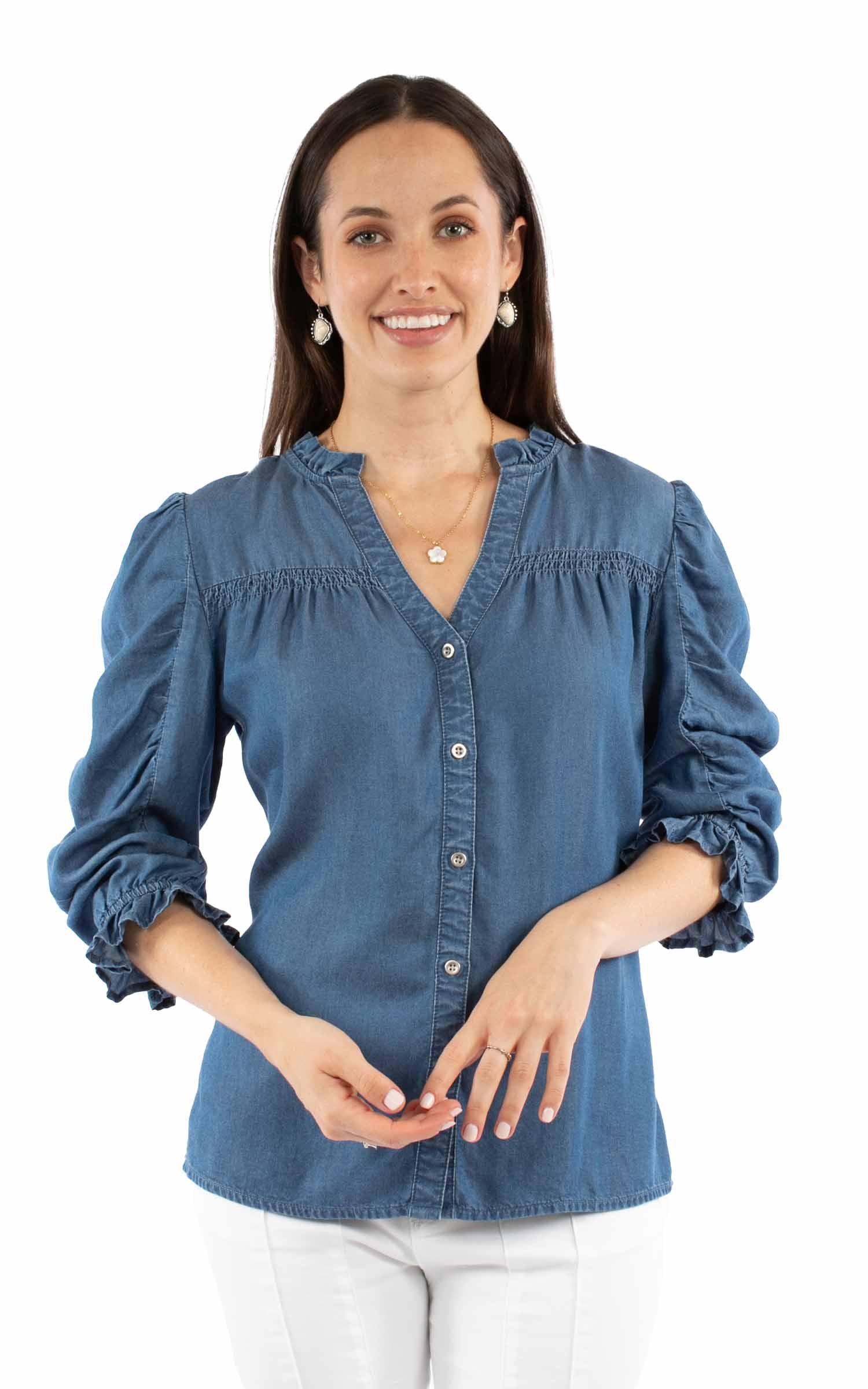 Button Front Blouse - HC974