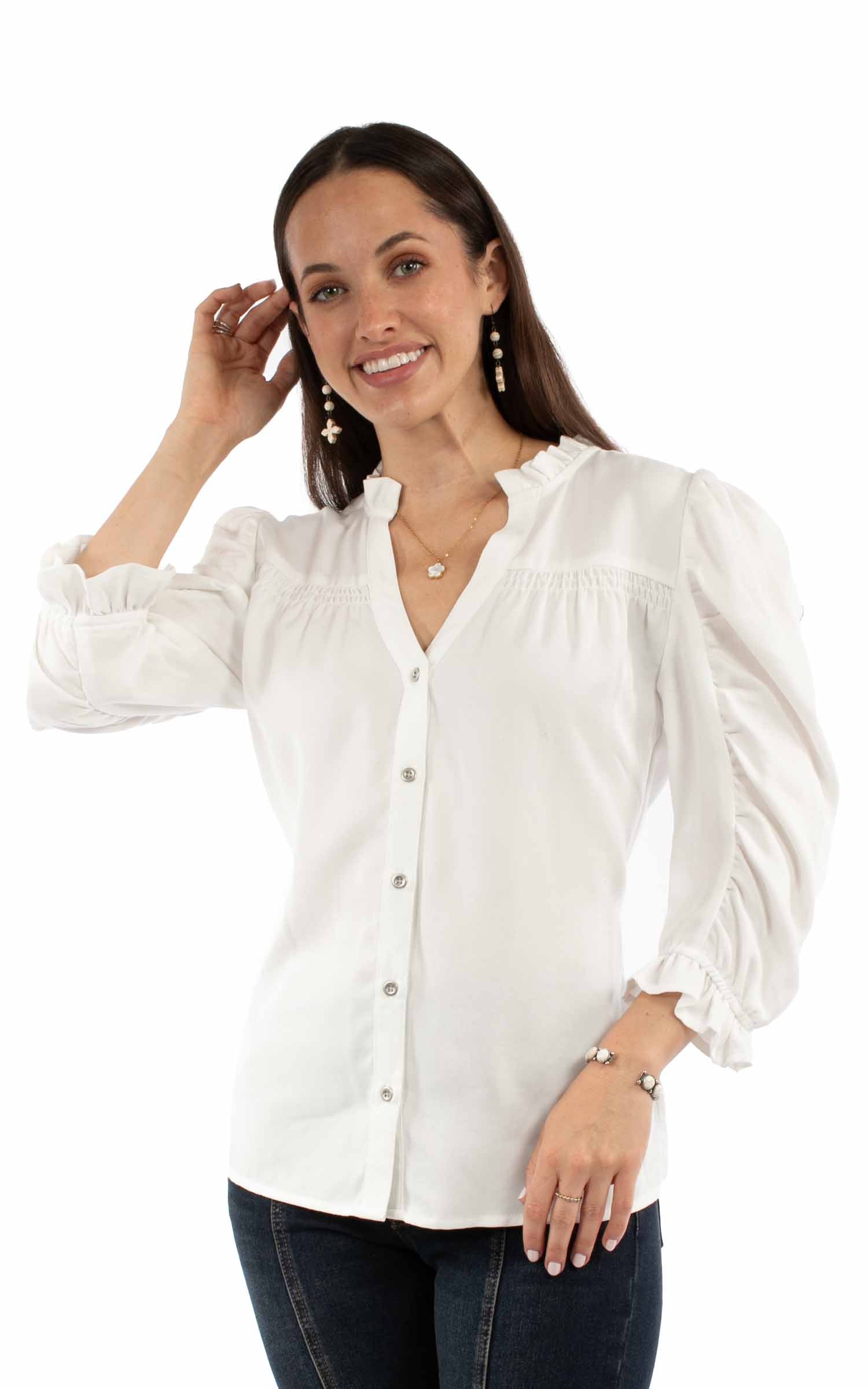 Button Front Blouse - HC974