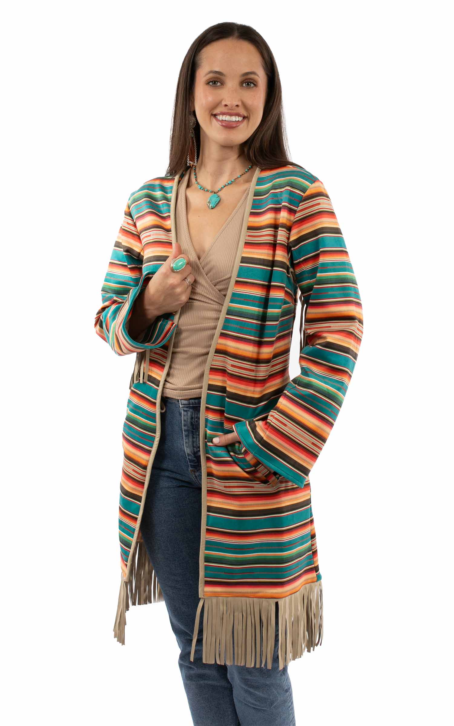 Fringed Serape Duster Lined - HC996